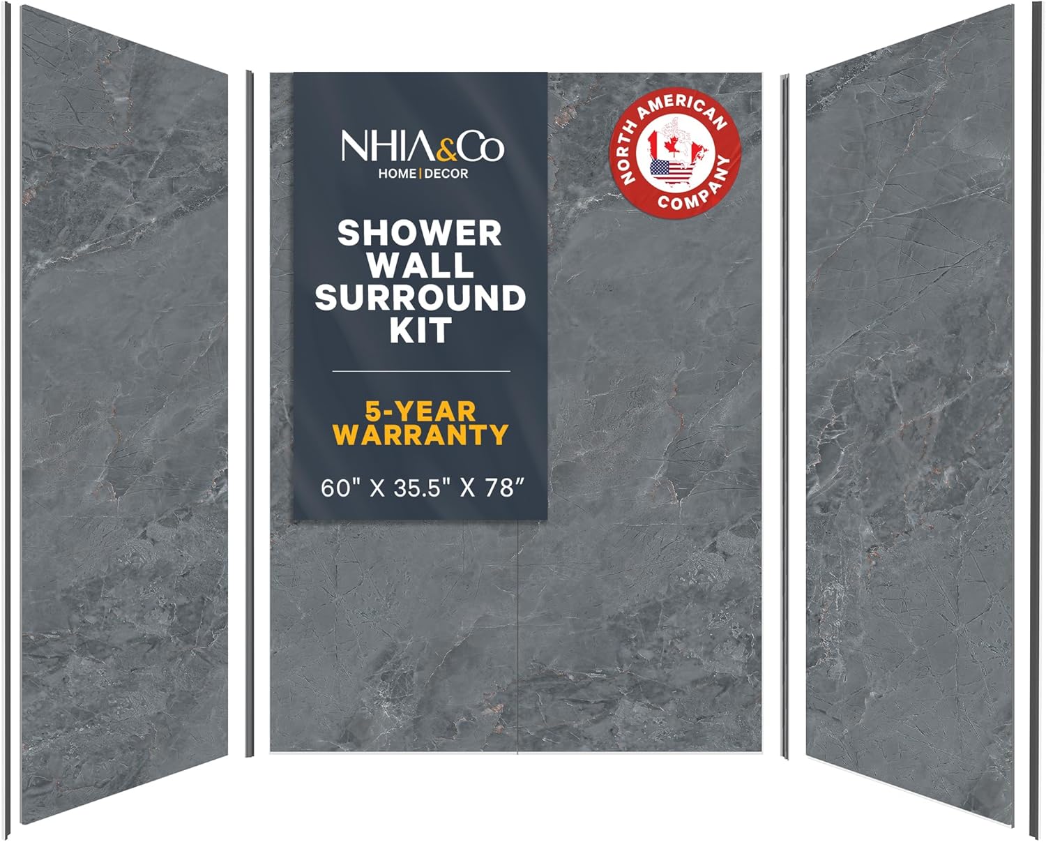Shower Surround Kits – Waterproof Wall Panels for Shower – Glossy Finish & Seamless Pattern – Easy to Install Over Any Surface – Leakproof Design (60'' x 35.5'' x 78'') – Mist