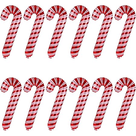Amazon Gwhole クリスマス バルーン キャンディーケイン 杖 ステッキ クリスマス デコレーション イベント 店舗ディスプレイ 12枚セット 風船 バルーン おもちゃ
