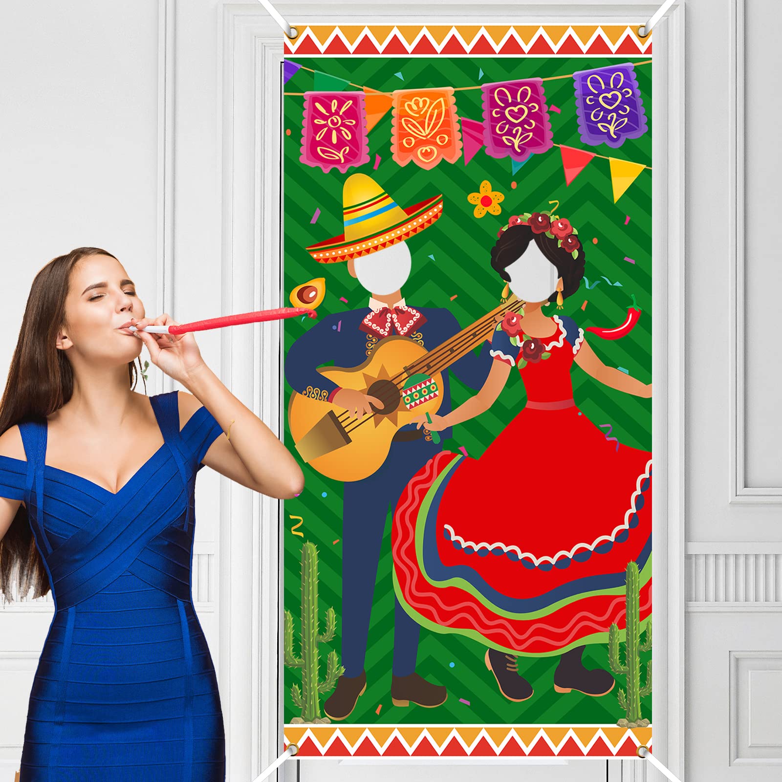 Uno Gigante Fiesta Pareja Banner Para Puerta De Fotos, Tela