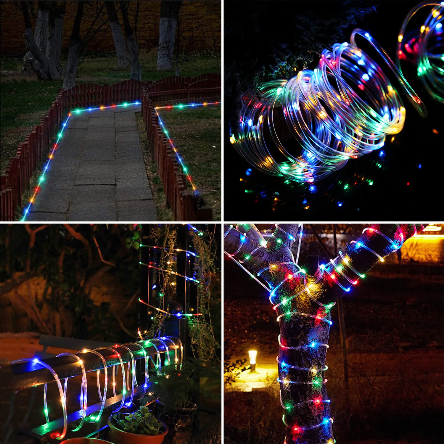 Guirnalda de luces solares para exteriores, 16.5 pies, 50 luces LED, impermeable, alambre de cobre, luces de hadas para jardín, valla, patio, Navidad, boda, fiesta (multicolor) 4