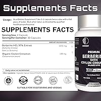 Vista 6 de Berberina prémium con cápsulas de canela de Ceilán, 60 unidades, vegetariana, sin OMG, sin gluten, certificada orgánica