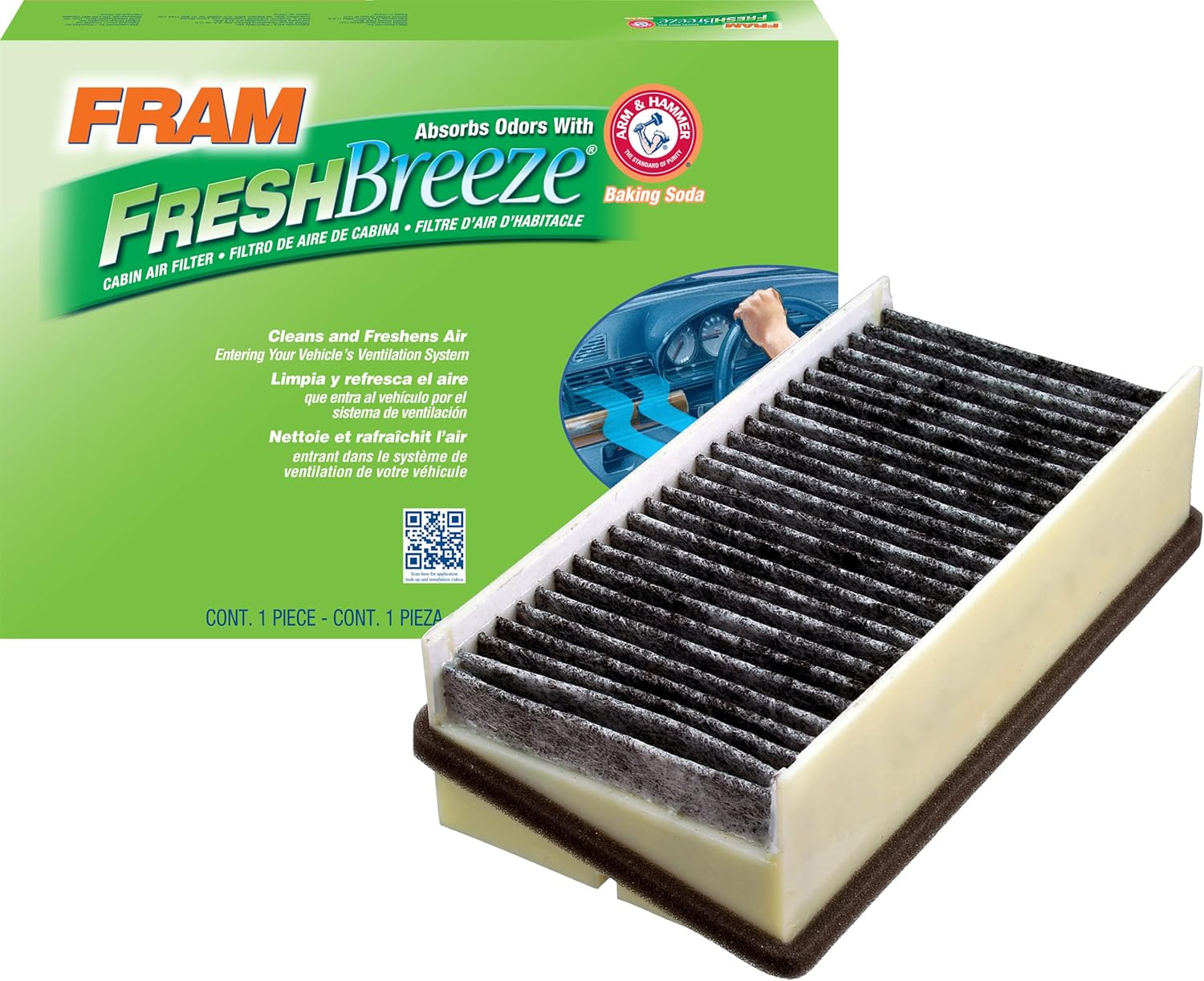 FRAM Fresh Breeze Cabin Air Filter CF8327A with Arm & Hammer Baking