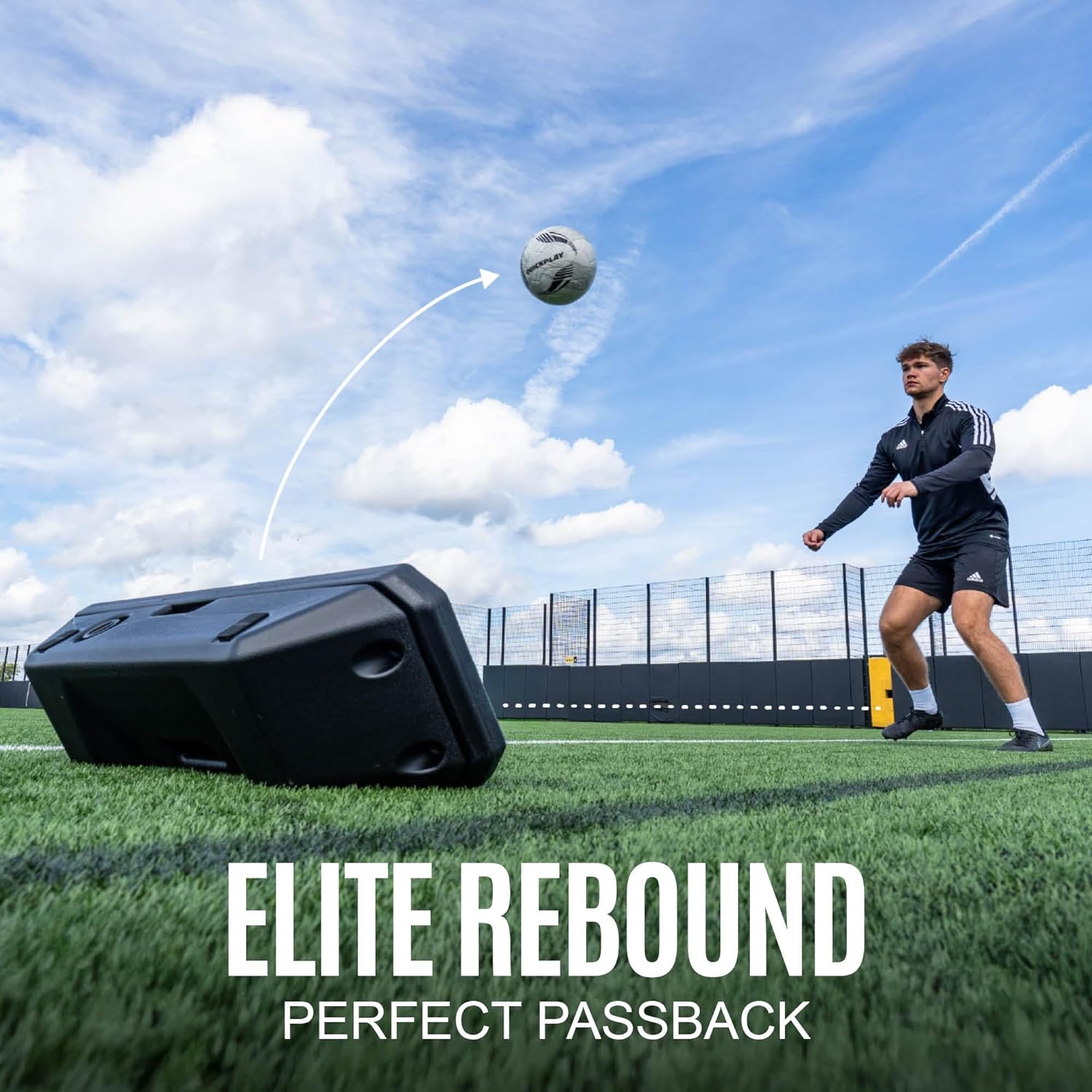 QUICKPLAY Replay Boombox Soccer Rebound Board - Portable Dual Surface Rebounder with Adjustable Angle - Soccer Training Equipment for Control, Passing Practice