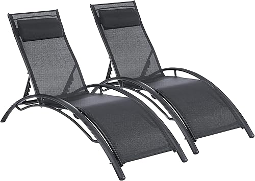 Miniatura 1 de Juego de tumbona para patio tumbona sillón reclinable para sillas de piscina exteriores sillas bronceadoras con brazo para patio playa patio piscina