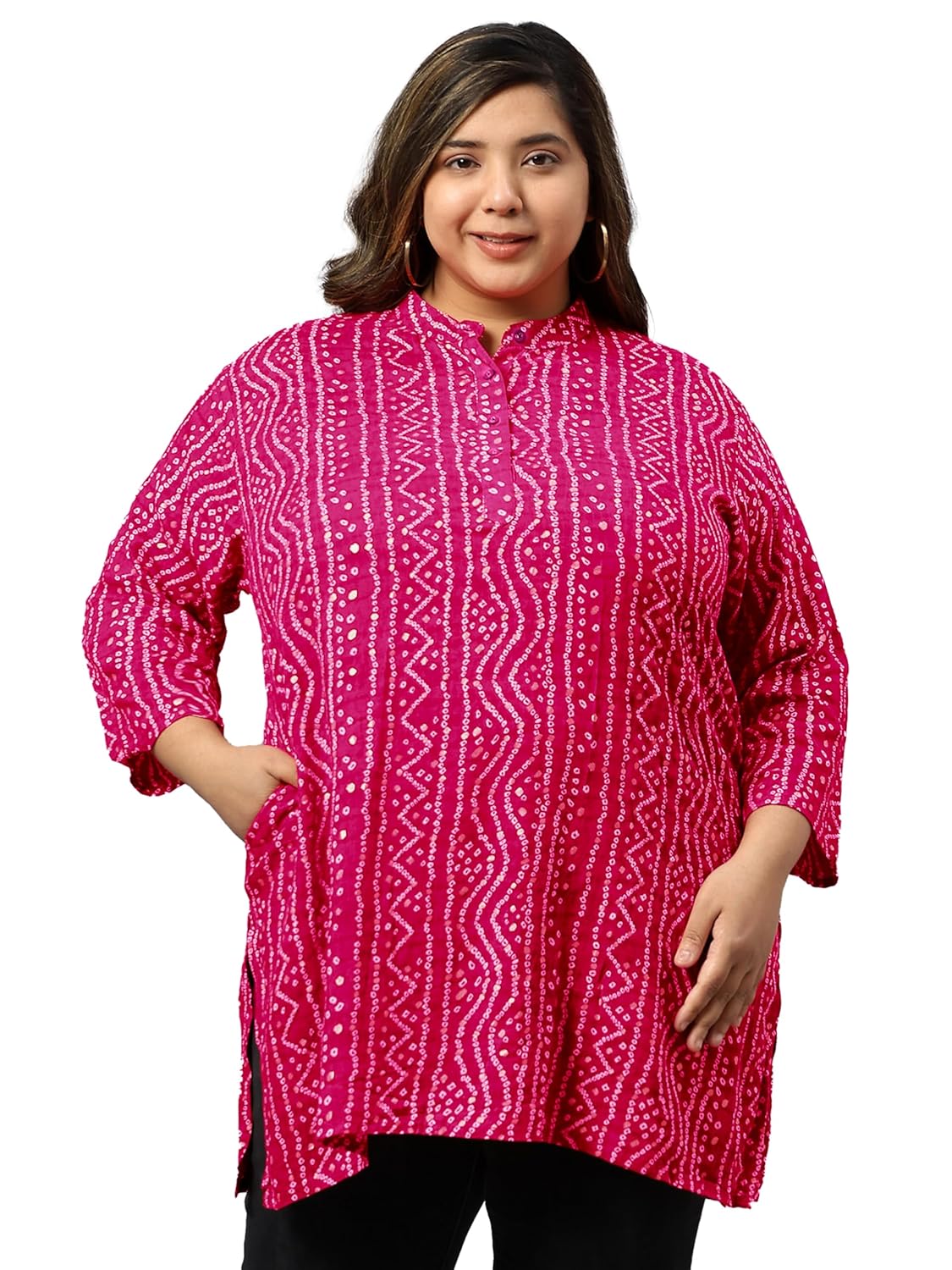 Indietoga Women’s Plus Size Bandhani Print Rayon Kurti Tops (XL to 7XL) Indietoga Women’s Plus Size Bandhani Print Rayon Kurti Tops (XL to 7XL)