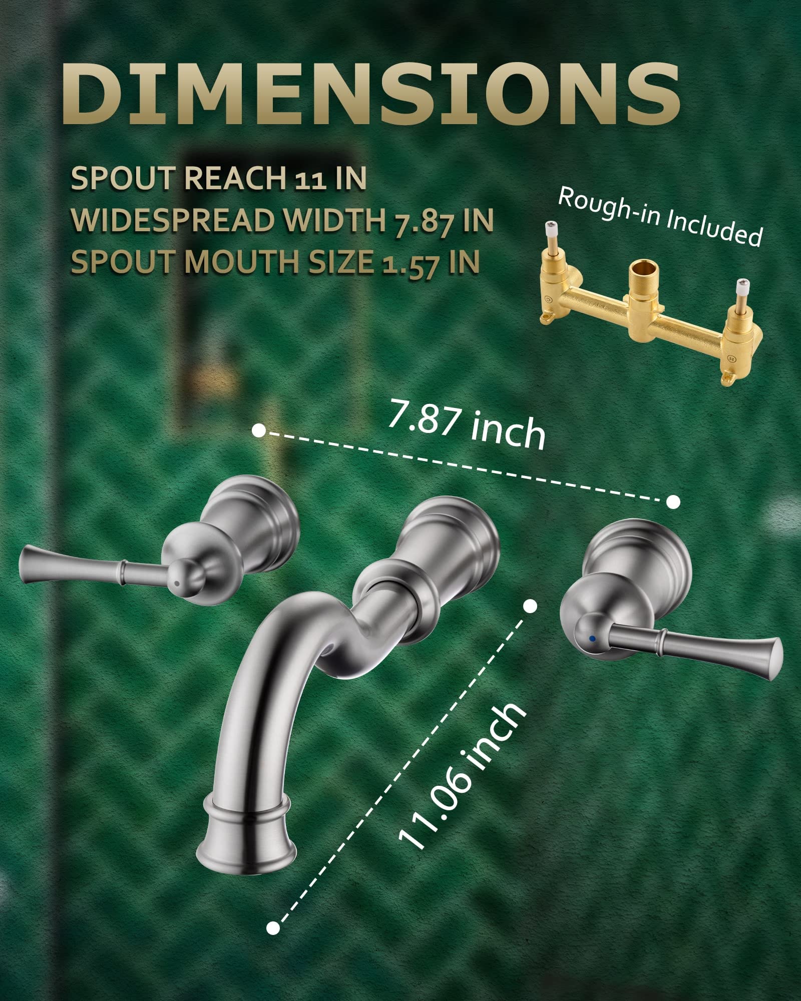 Robinet De Baignoire Romain à Haut Débit Avec Valve, Robinet De Baignoire En Laiton Massif à 3 Trous, Robinet De Baignoire à 2 Poignées Avec Tuyaux D'alimentation En Eau, Nickel Brossé