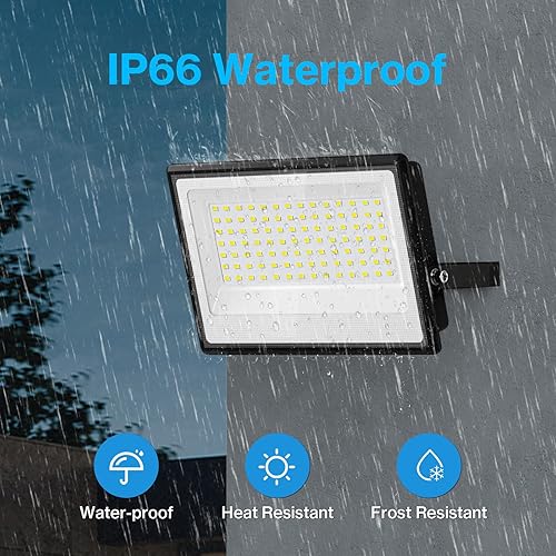Miniatura 4 de Olafus Luces LED de inundación para exteriores, 50W 5000LM luz de trabajo, IP66 impermeable 6500K reflector exterior súper brillante para garaje,