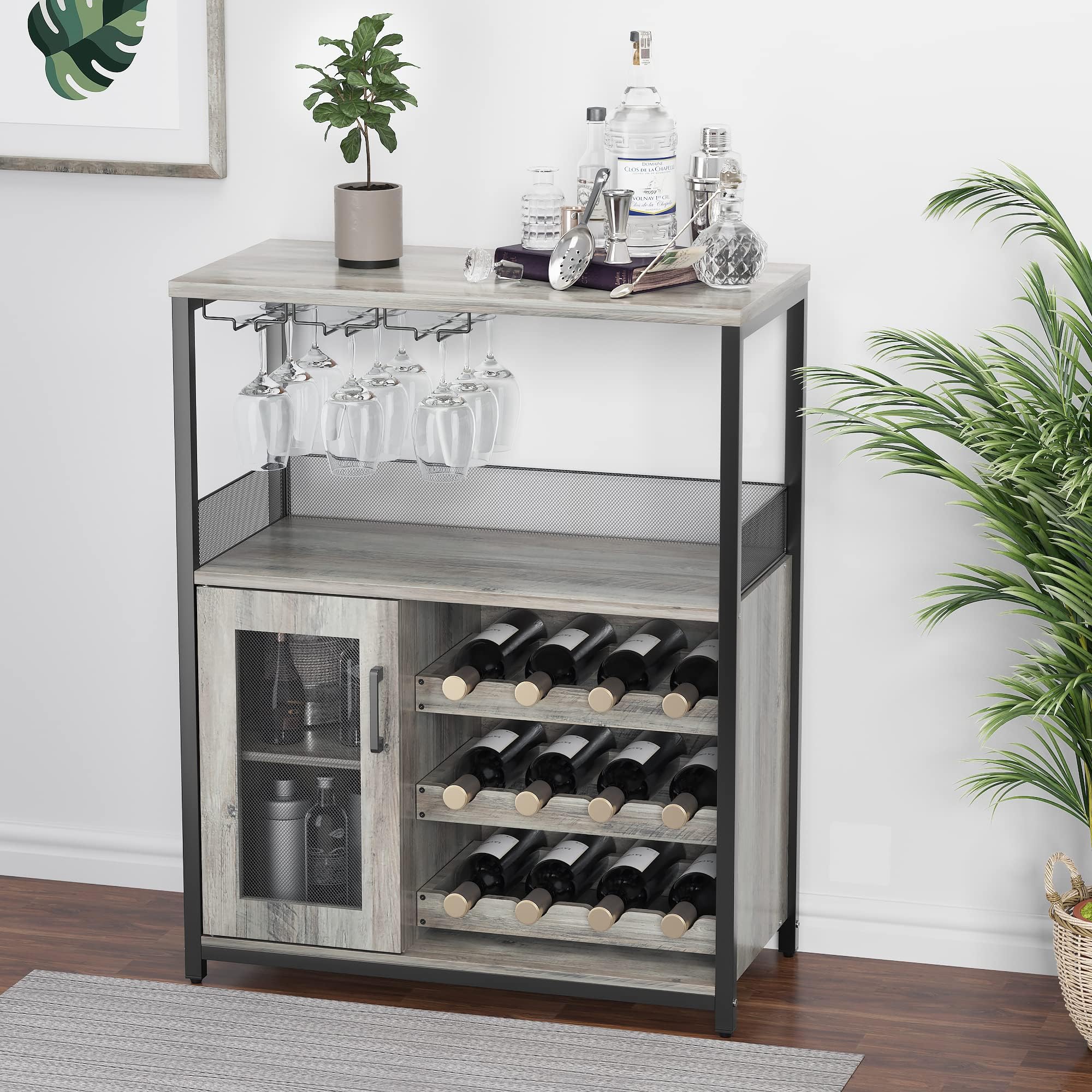 Amazon.com: GAOMON Wine Bar Cabinet with Removable Wine Racks and 1 ...