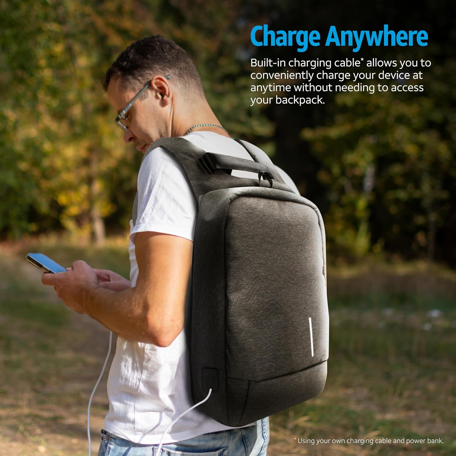 AT&T Essentials 15" Laptop Backpack - School/College Bag with USB Port, TSA Lock, Anti-Theft & Waterproof