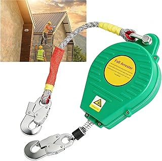 Dispositivo Anticaidas Retráctil Seguridad, 3-20m Linea de Vida Retractil Homologado con Gancho Autoblocante, 150KG Verd...