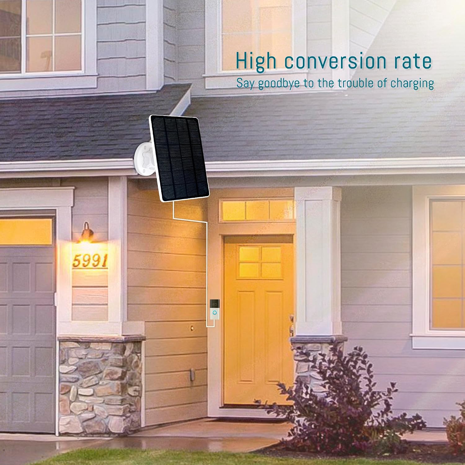 Solar Panel for Ring Doorbell, 5W Solar Charger Compatible for Ring doorbell, Video Doorbell 2/3/3 Plus,Video Doorbell 4, Video Doorbell Plus, for Ring Battery Doorbell Pro with 13ft Charging Cable image 3
