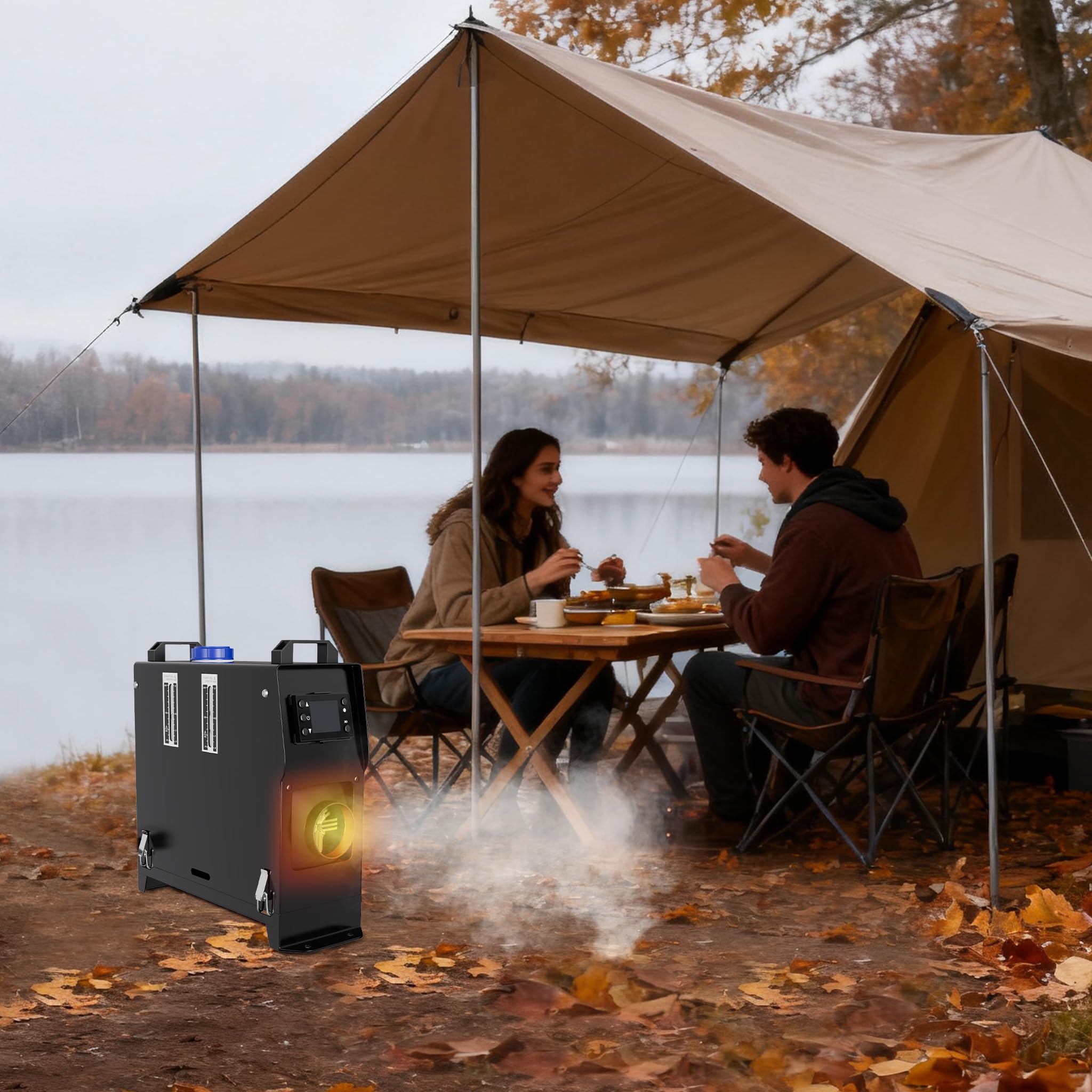 YRHome Chauffage diesel 12 V 8 kW - Chauffe-air diesel avec écran LCD, télécommande et sortie d'air rotative - Pour voiture, camion, camping-car, bateau, voiture, remorque - Noir
