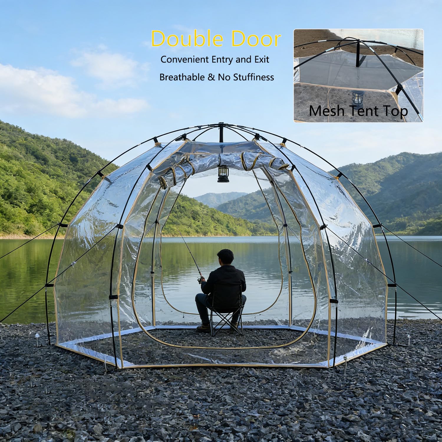 Transparentes Zelt für 4-6 Personen Hemisphärisches Winter-Bubble-Zelt Winddicht, Wasserfest, Warm Einfache Montage Sternenhimmel-Zelt für Garten, Seeseite & Camping