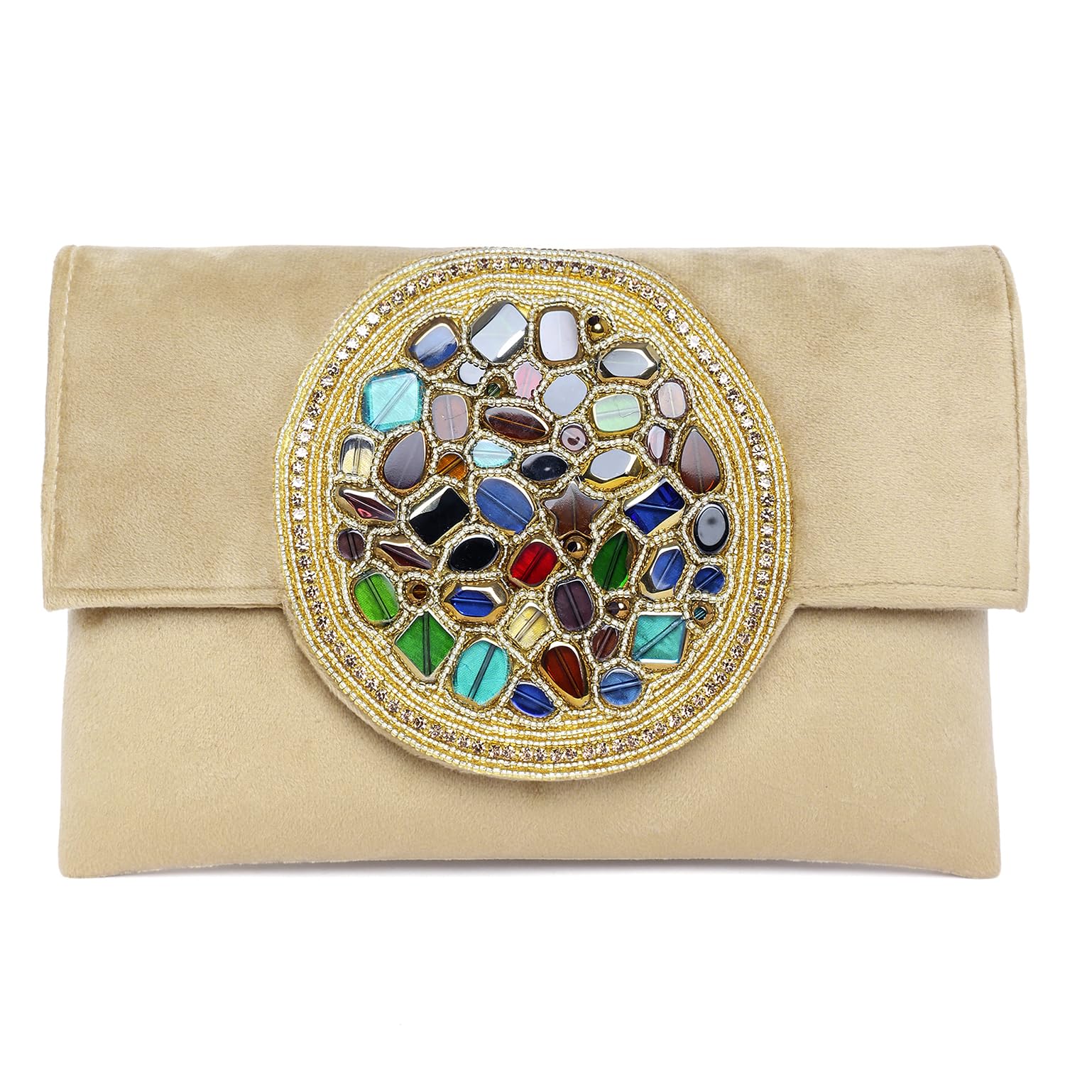 Photo 1 of Aheli Brown Embellished Clutch Evening Bag