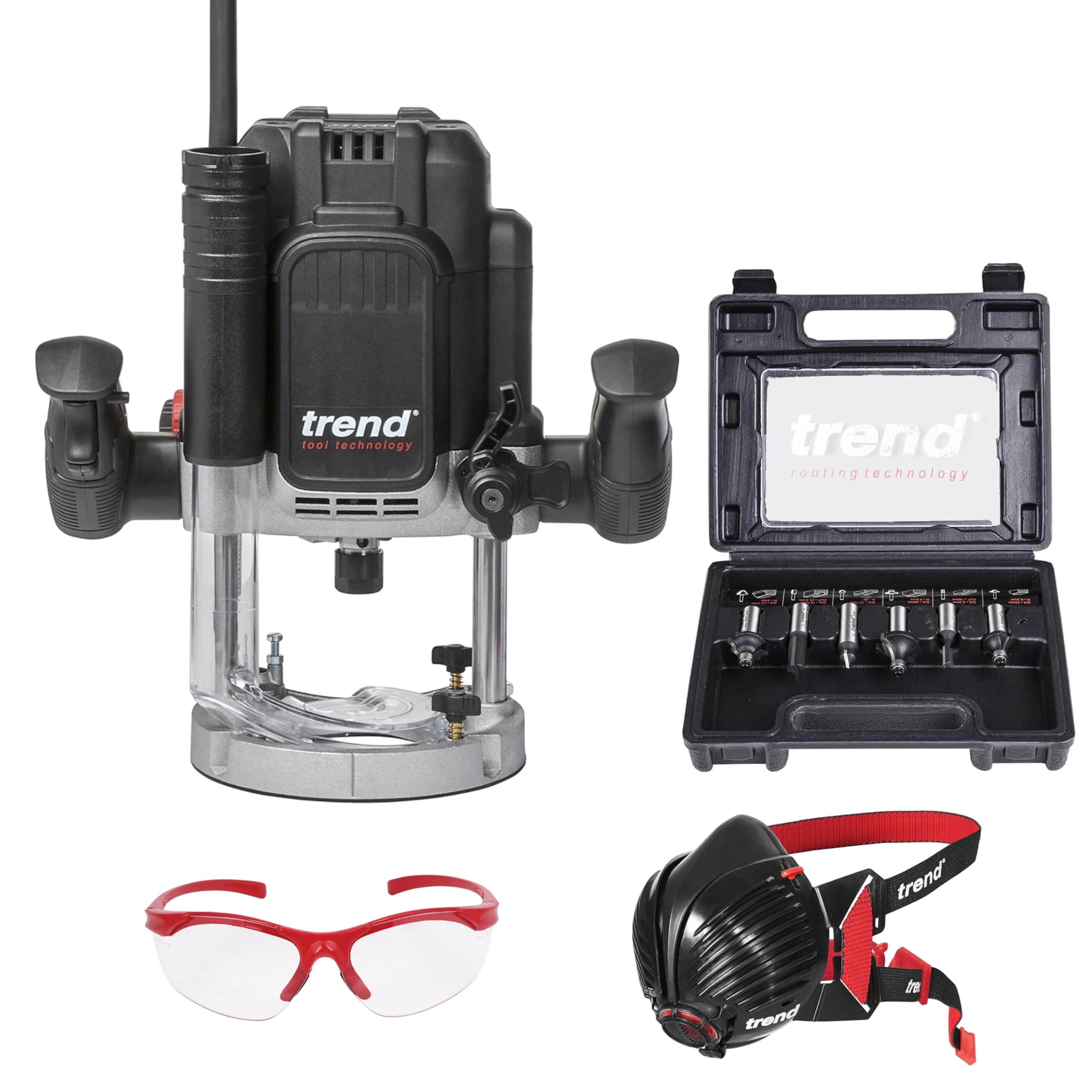 Trend T12 2300W fresadora de inmersión 12 mm, kit 6 fresas UE 230V