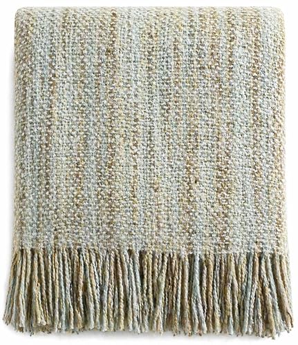 Fennco Styles Aqua Faux Mohair Throw Blanket 50" X 60"
