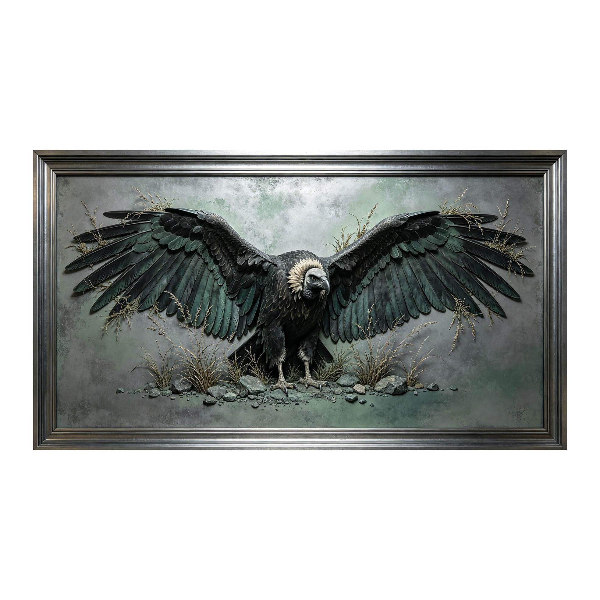 Yzpallescene 3D 3D Framed Wall Art 50cm×90cm Majestic Eagle Wilderness Landscape Relief Effect Large Size SelfAdhesive Removable Wall Decor Prints Artwork for Living Room Bedroom Office