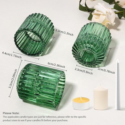 Miniatura 2 de Portavelas de cristal, 6 piezas (verde)