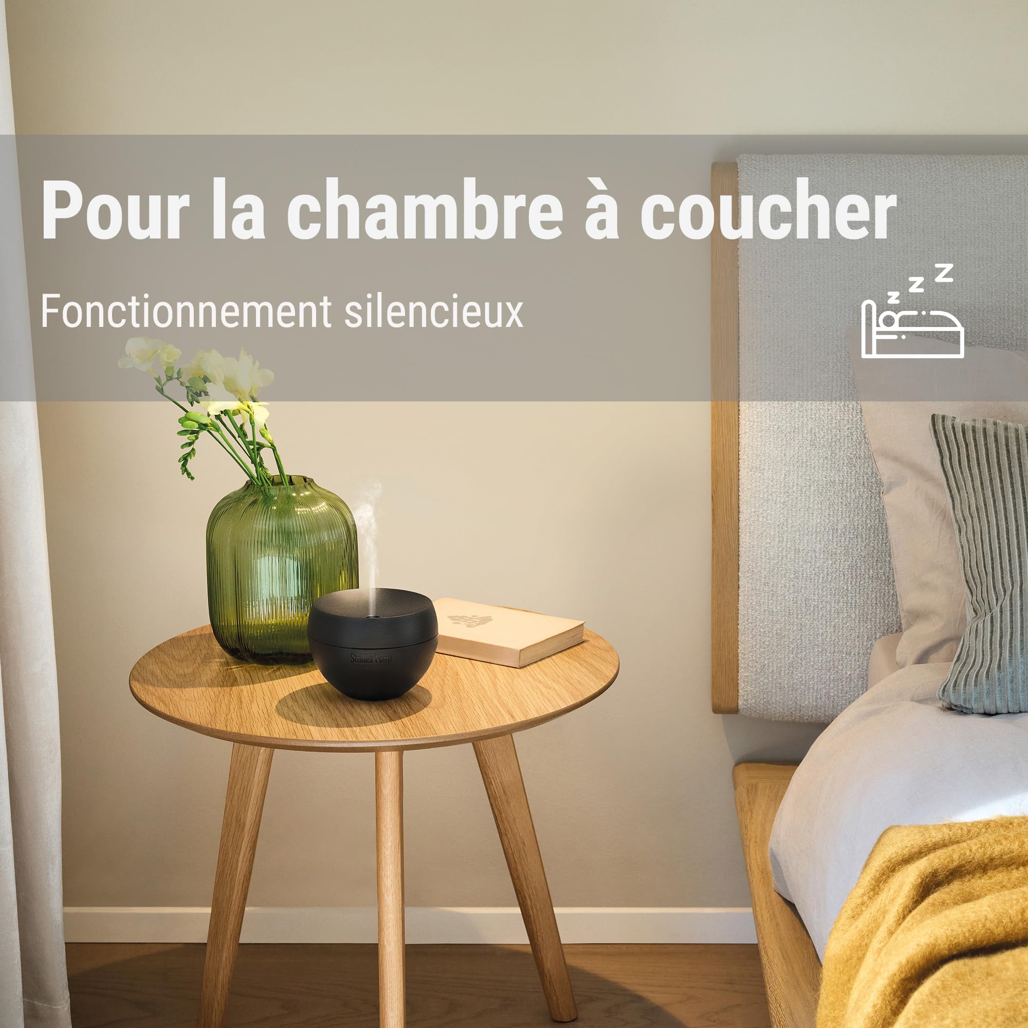 Stadler Form diffuseur d’arômes Jasmine Mobile, sans Fil | Avec batterie rechargeable, jusqu’à 6 h d’autonomie, mode intervalle, pour huiles essentielles, diffuseur à ultrasons, noir