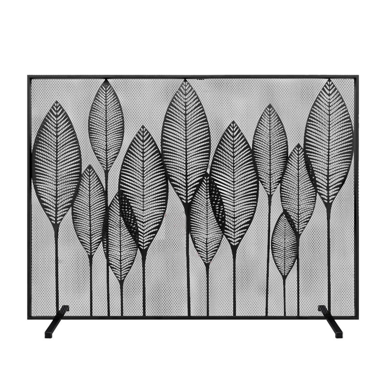 Schermi per Caminetti di Guardia Schermo del camino in ferro nero in ferro con ferro in ferro battuto decorazione foglia decorazione singolo pannello camino schermo decorativo camino schermo scintilla