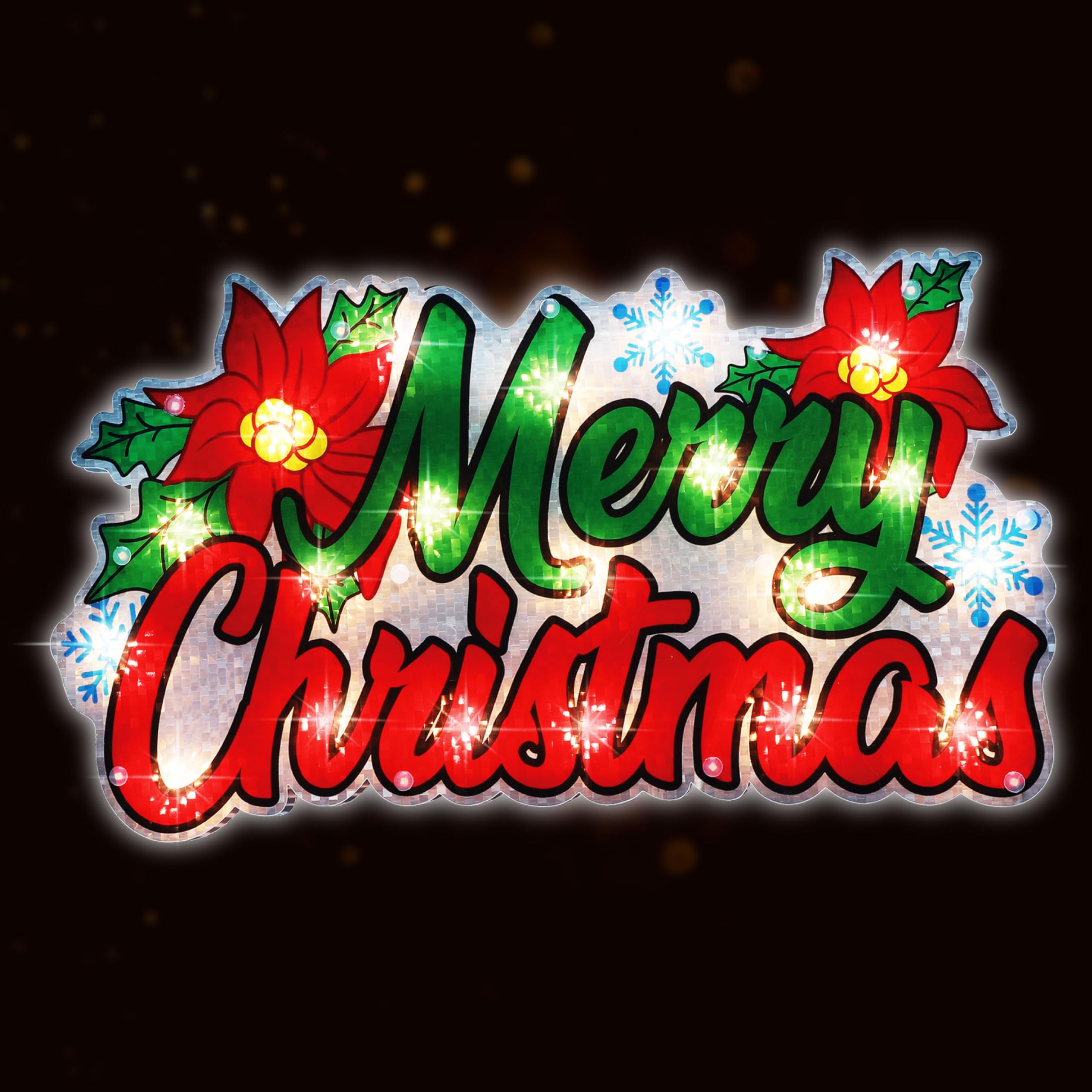 LAMPHOME 17'' Merry Christmas Sign Lights, Lighted Christmas Window Silhouette Light up Holiday Displays for Christmas Decorations