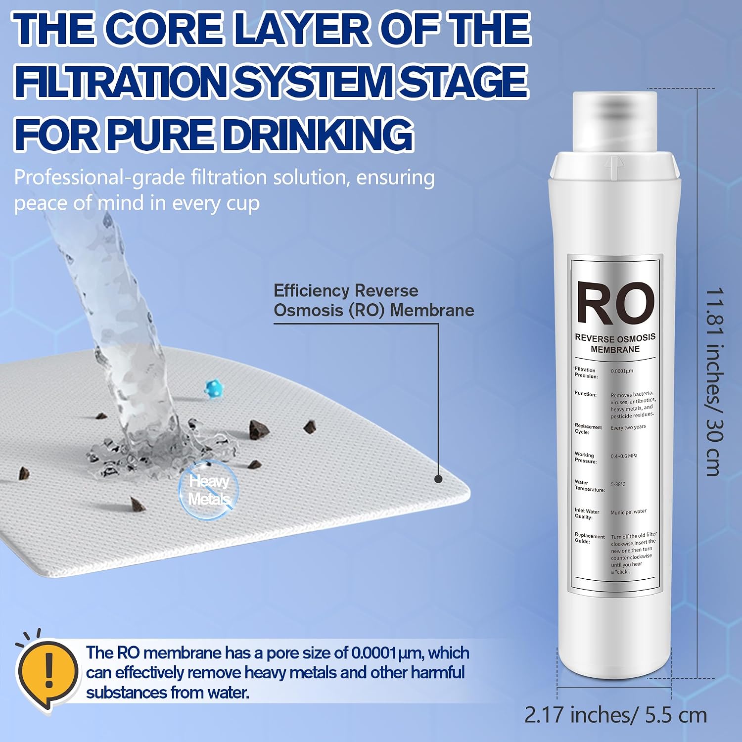 1 Pack RO Water Filter Replacement Compatible with Bluevua RO100ROPOT, 1 RO Water Filters, Improved Drink Quality, Easy to Replace for Household Daily Use Drinking image 3