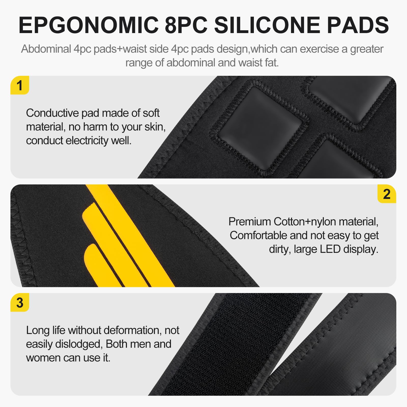 Elettrostimolatore Muscolare,Elettrostimolatore Addominali,Elettrostimolatore con 10 modalità e 30 intensità,USB Ricaricabile,Elettrostimolatore Addome Braccia Gambe per Uomo Donna