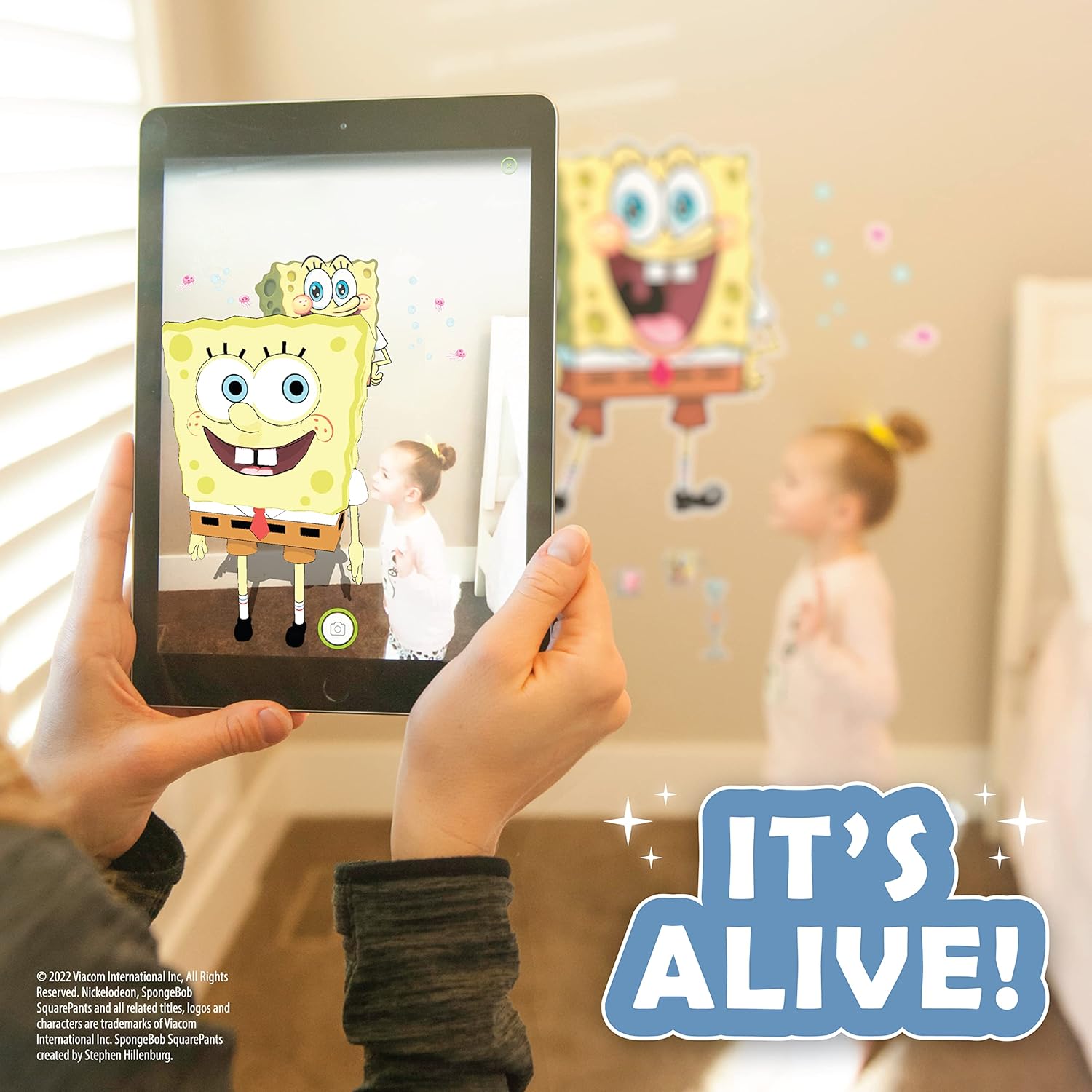 WALL PALZ SpongeBob SquarePants Wall Decal - 24'' SpongeBob Stickers with 3D Augmented Reality Interaction - Bedroom Decor