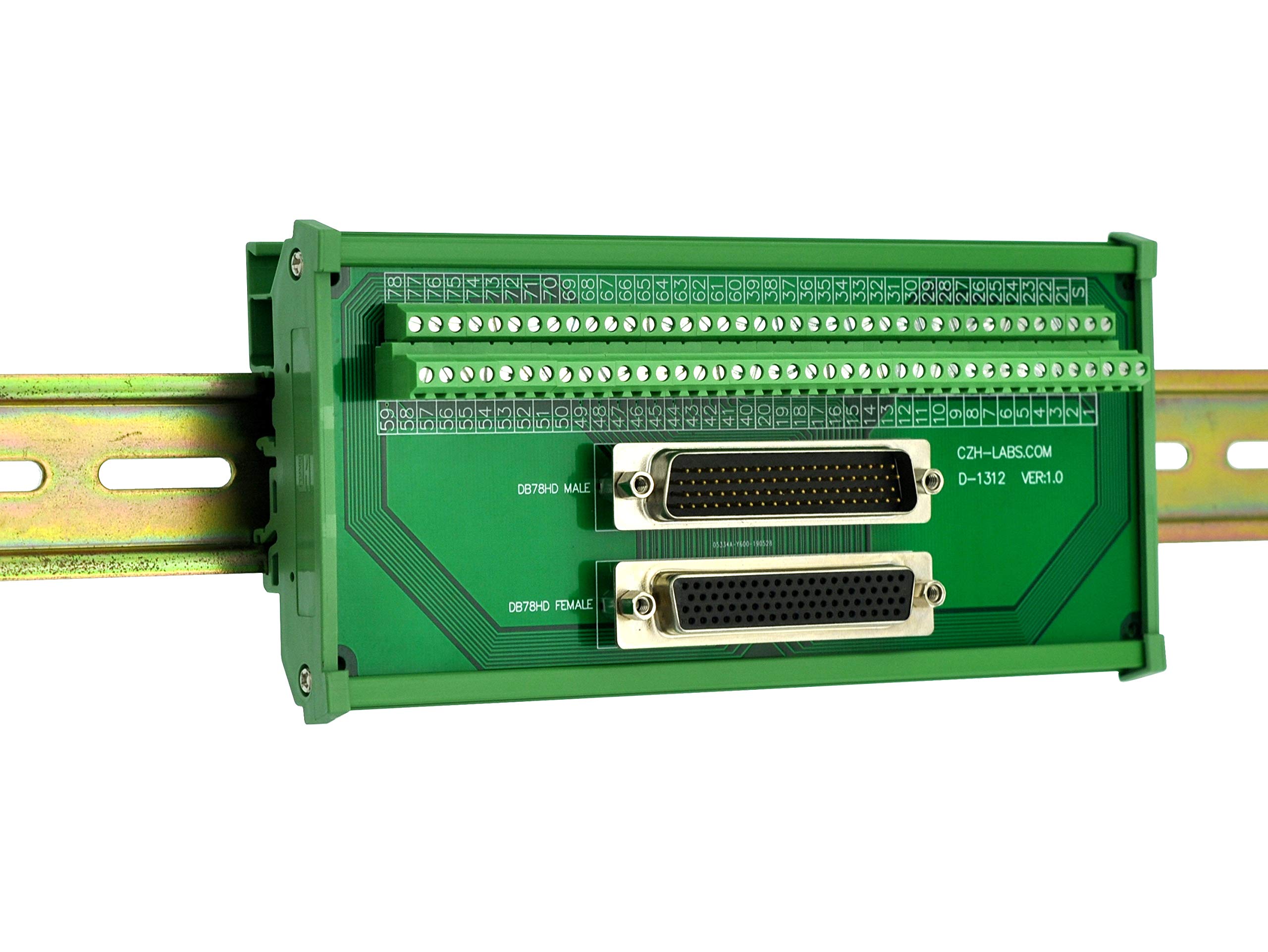 DIN Rail Terminal DIN Rail Mount DB78HD Breakout Board - Male/Female D ...