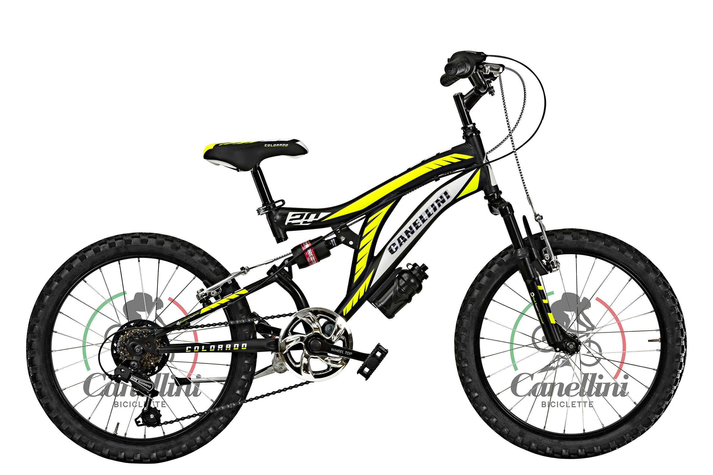Bicicletta Bambino MTB FULL SUSPENSION 20 COLORADO - Ruote 20" (NERO/GIALLO)