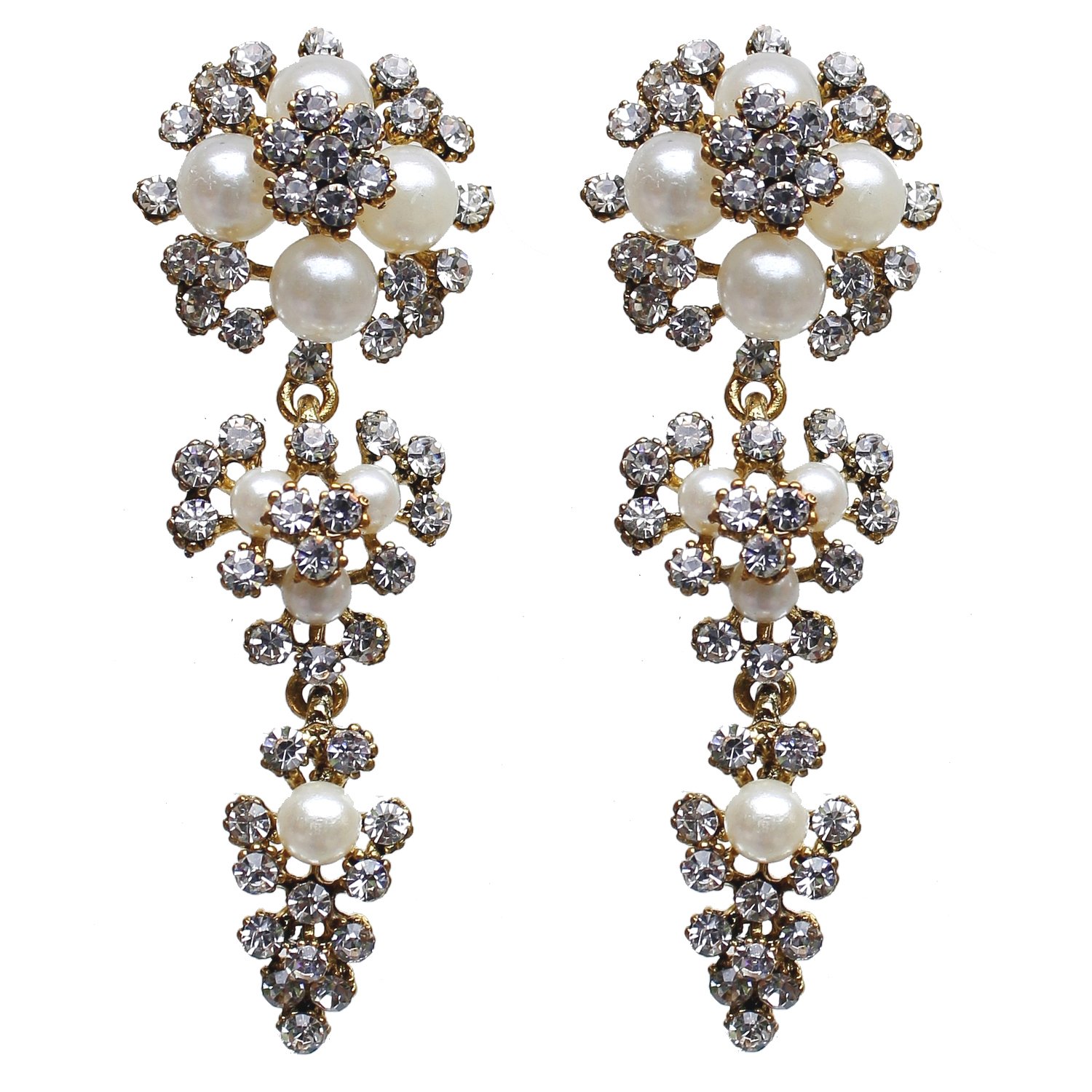 Lucky Jewellery Gold Tone Stud with White Stone Earring (182-WEM-E2408-W-DUB)