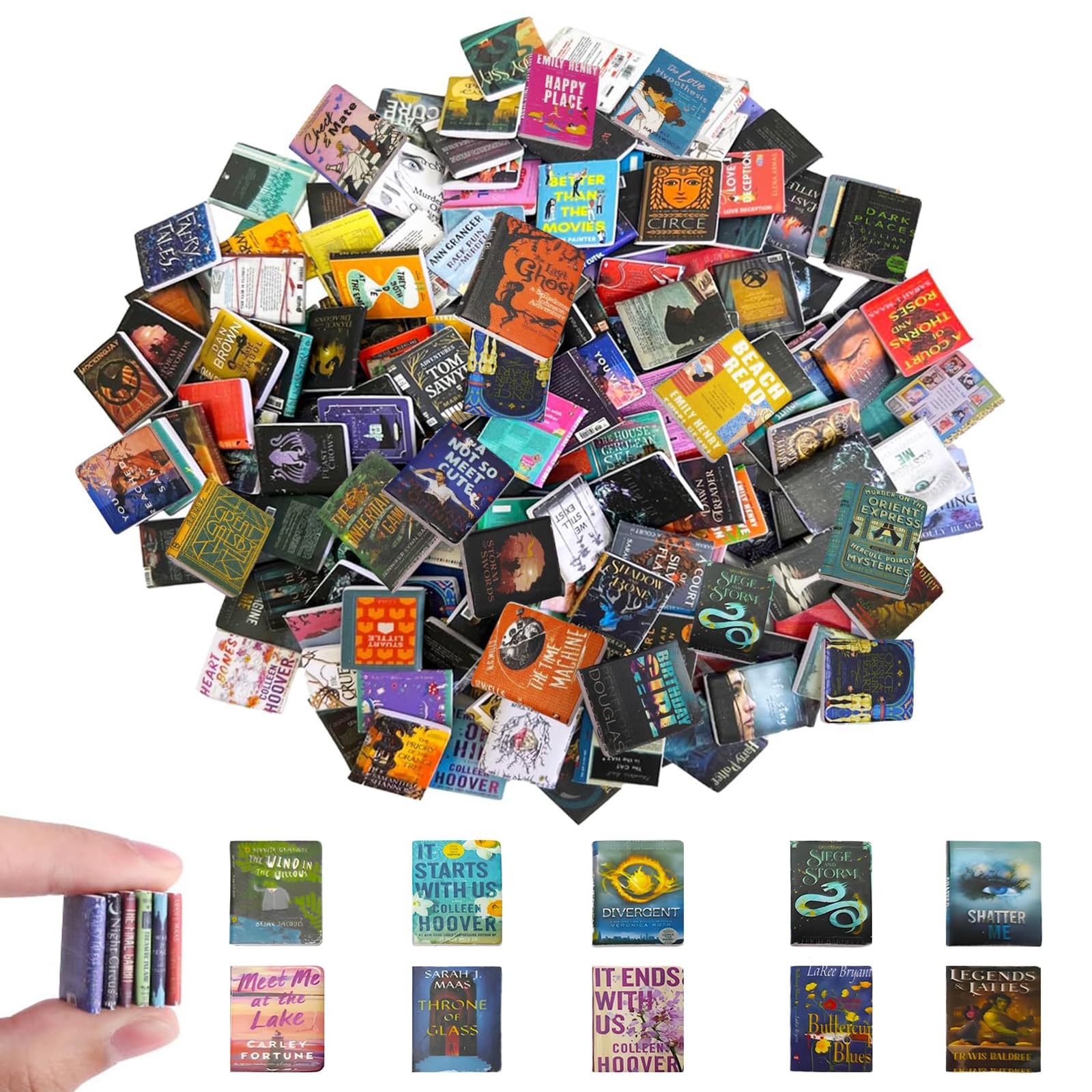 Pack of 200 Miniature Books, Mini Books Dollhouse, 1:12 Miniature Dollhouse Accessories, Mini Books, Miniature Books for Dollhouse Study Bookshelf Library