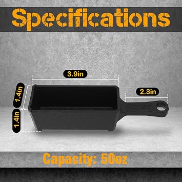Nelyrho 50oz Troy Ounce Cast Iron Ingot Mold with Handle for Metal Casting