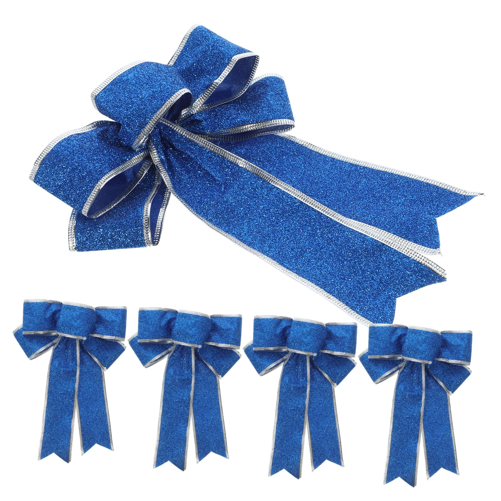 Homoyoyo 5 Piezas Lazo Navideño de Poliéster Brillante Lazos para Árbol de Navidad Cinta Azul para Obsequio Decoración de Cinta de Navidad