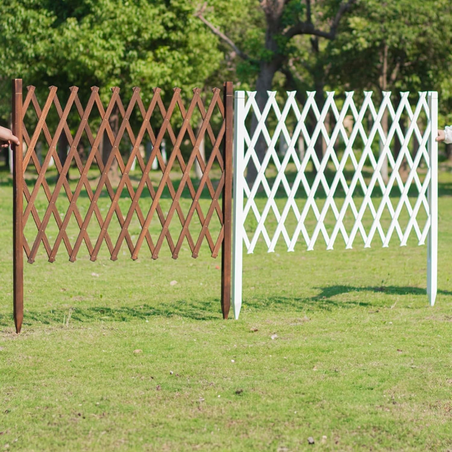 Retractable Fence Outdoor, Wooden Expandable Garden Fence 4/5/6/7/8/9 Ft Length, Decorative Tall Privacy Partition, Adjustable Garden Trellis Fence Plant Screen(Brown,35" H*6.6ft L)