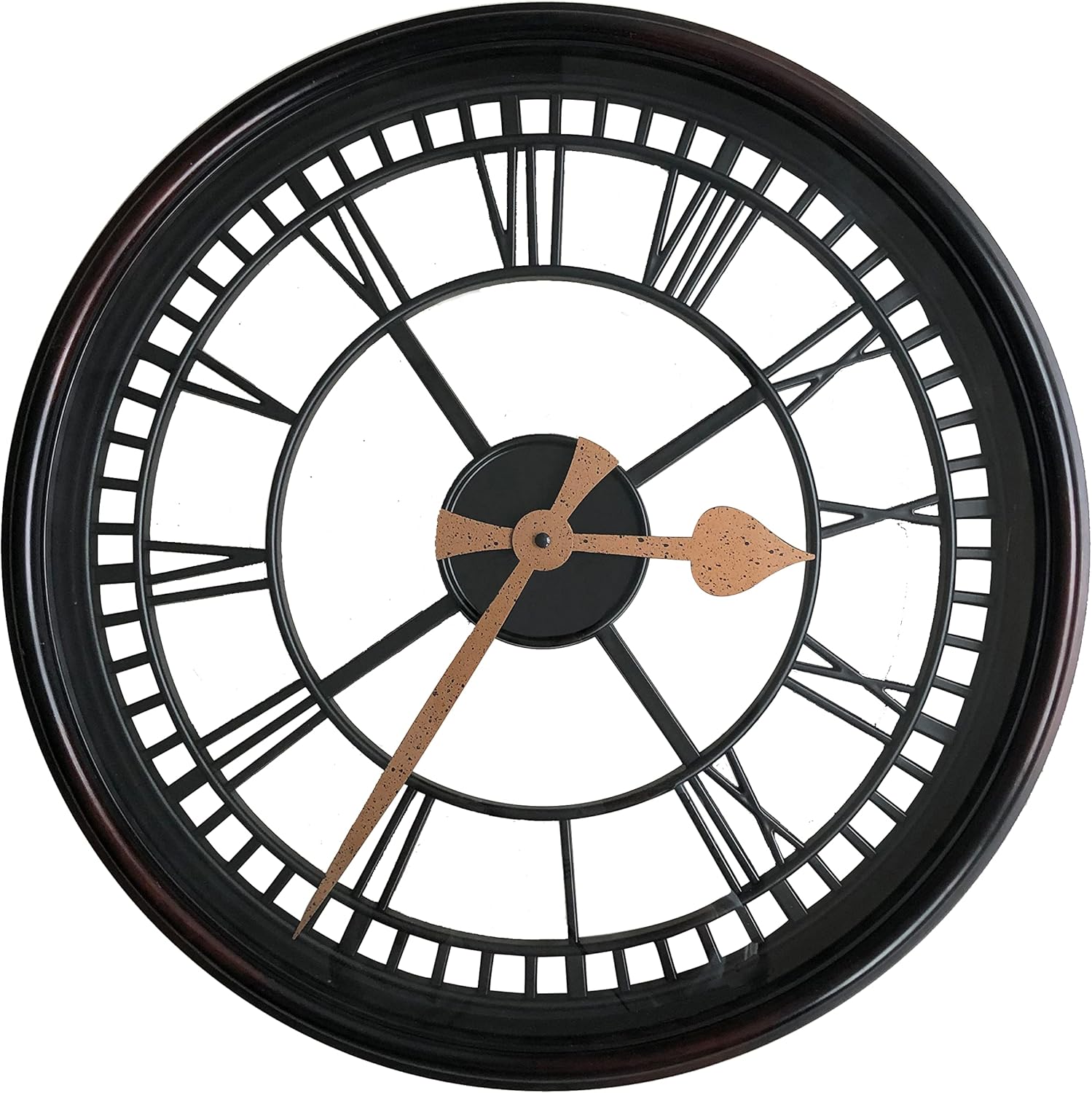 ANDSTAR Wall Clock 20 Inch Round Oversized Roman Numeral Style Retro Farmhouse Wall Clocks Art Distressed Old-Fashioned Home Decor Wall Clock for Office Living Room Bedroom 20 inch Black Vintage