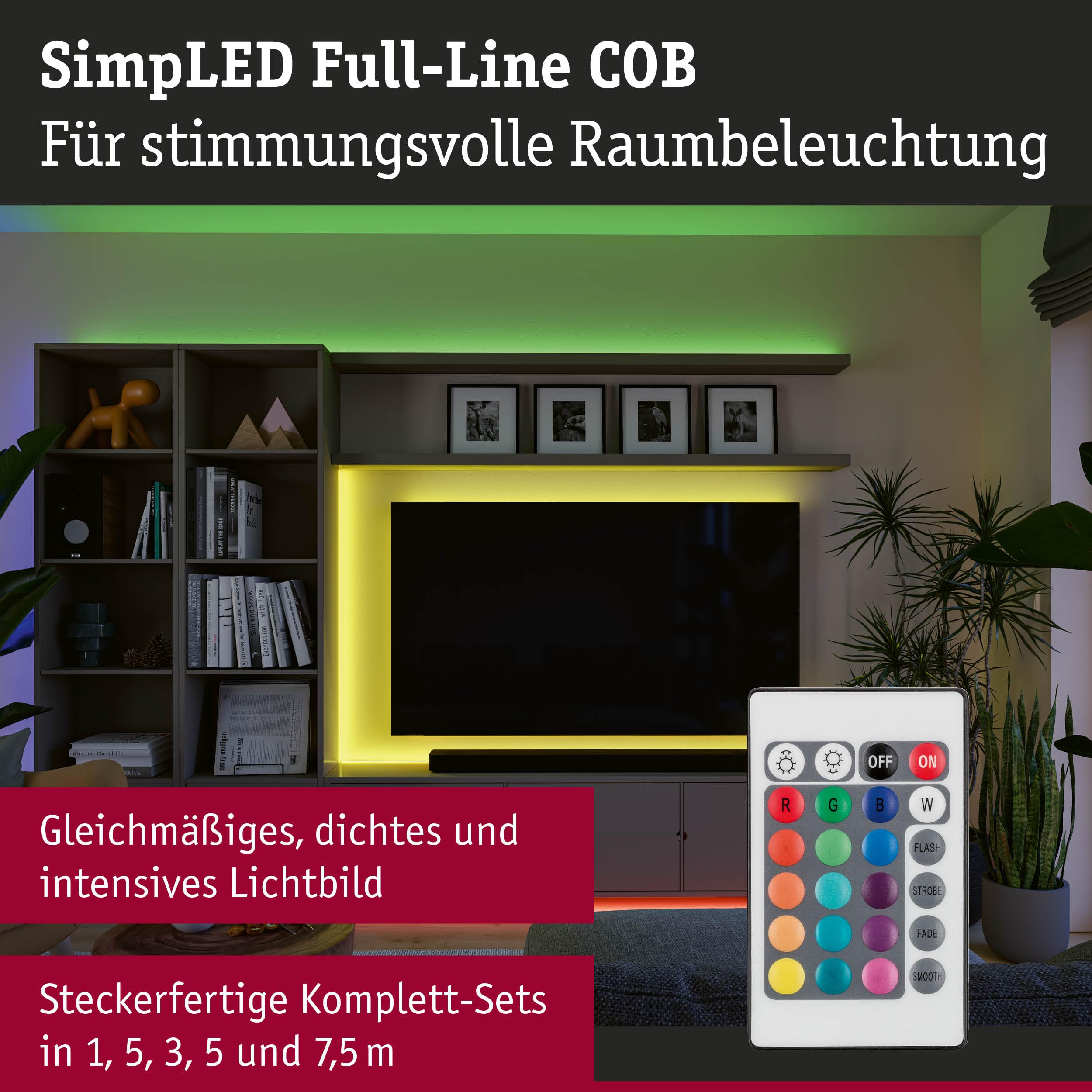 Paulmann SimpLED LED Strip Full-Line COB Komplettset 7,5m 19,5W 140lm/m 840 LEDs/m RGB 24VA 79570