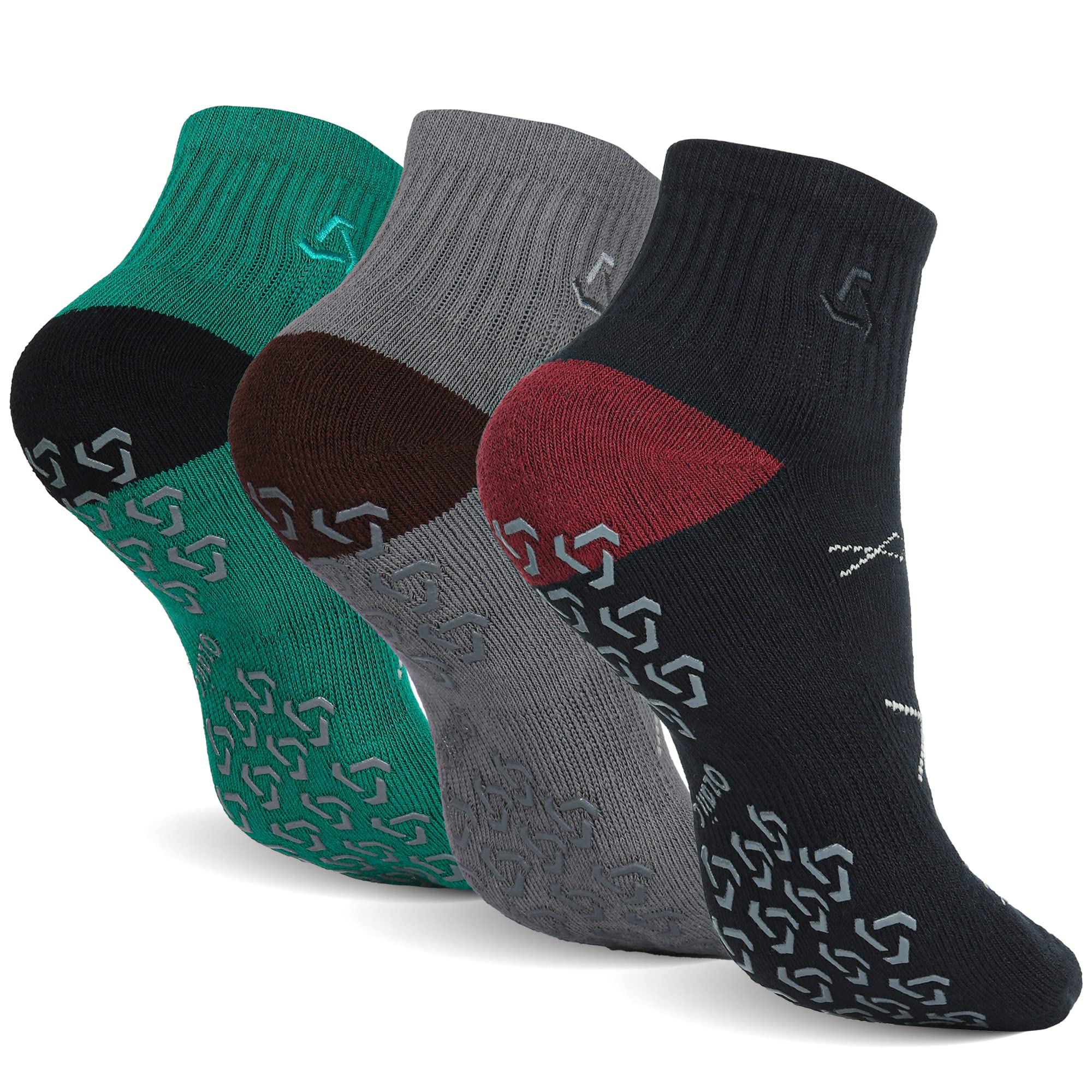 Ozaiic Pilates Socks Non Slip Cushion Grip Yoga Barre Hospital Men Women