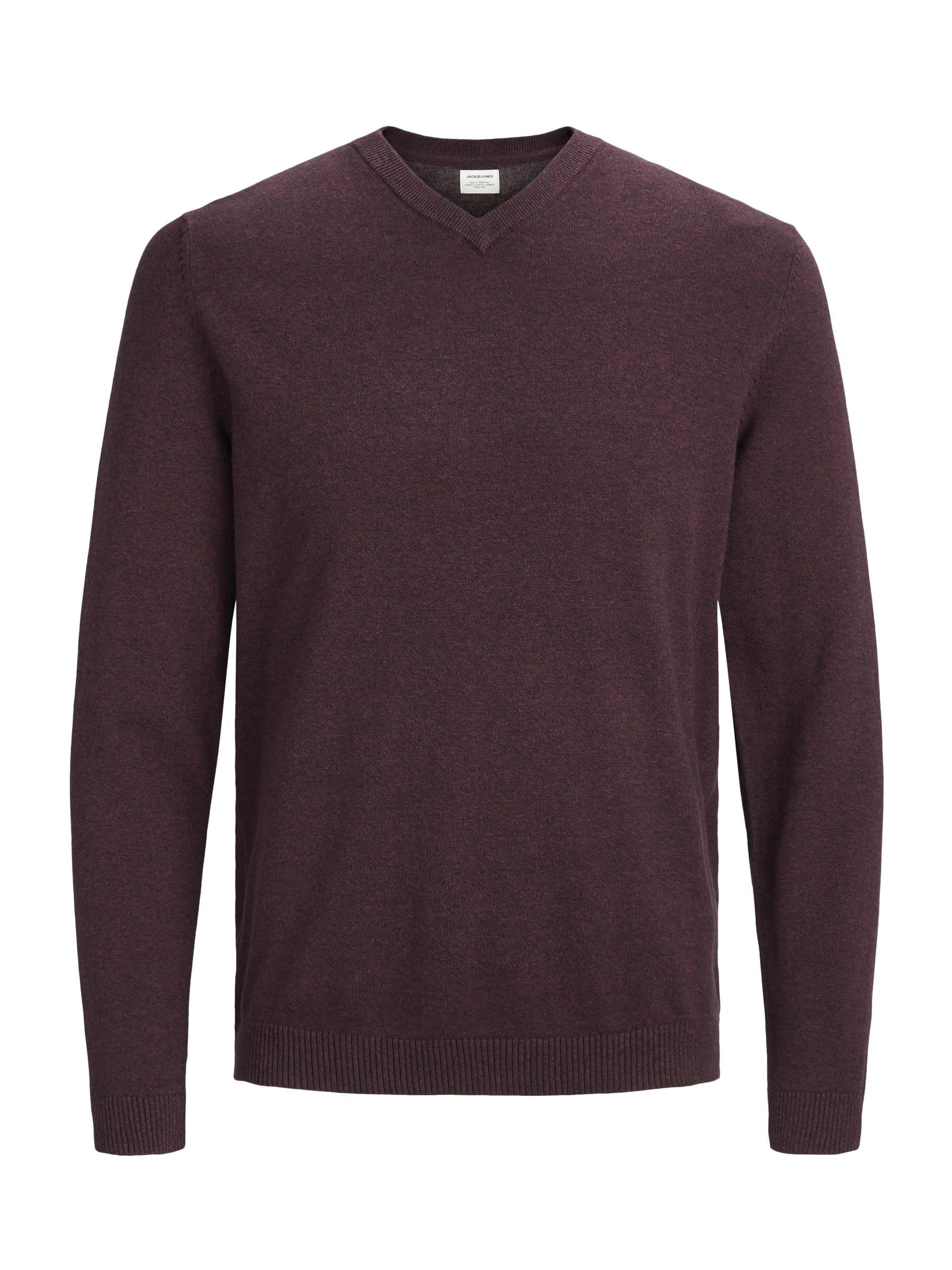 JACK & JONES Jjebasic Knit V-Neck Noos Pullover - Red - XX-Large