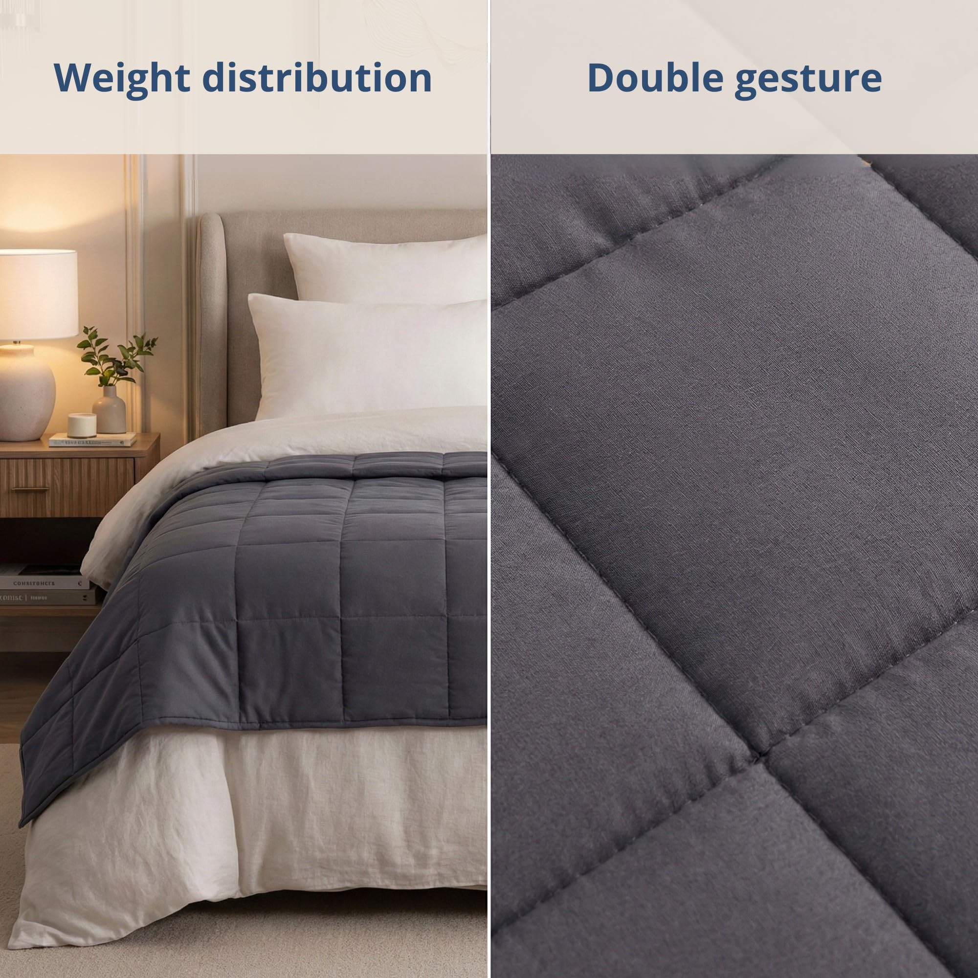 Vonia Coperta Ponderata Per Adulti - 7 Kg, Grande Copriletto In Cotone 150X200 Cm Per Alleviare L'Ansia | Coperte Doppie Pesanti Per Letto E Divano - Grigio