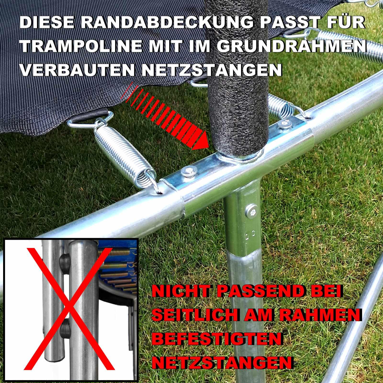 Trampolin Randabdeckung Ø 183 244 250 275 300 305 335 366 370 396 400 427 430 457 460 487 490 cm viele Farben uv-beständig Rahmenpolsterung Federnabdeckung Federabdeckung viele Ersatzteile