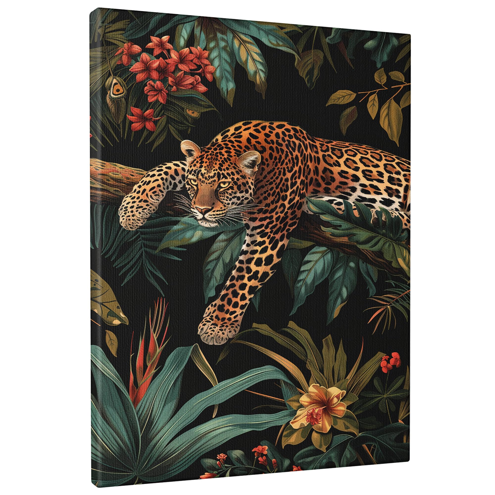 Tropical Jungle Leopard Canvas Wall Art, Green Brown Jungle Wildlife Poster Prints, Exotic Wall Art Home Decor For Living Room, Bedroom, Office, Dorm,Unframed 8x12 Inch