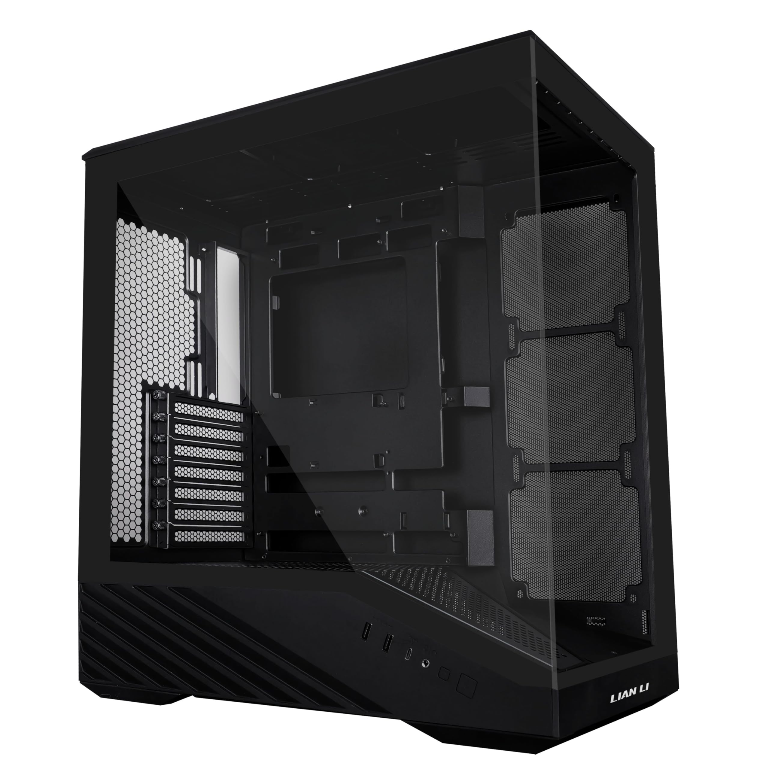 Photo 1 of **It missing the front glass**Lian Li V100 ATX Mid-Tower PC Case, LED RGB Strip, Display Platform Design with Tempered Glass, Support 420mm GPUs, 360mm Radiator, Side I/O & Optimized Airflow, Dust Filiter - Black (V100X)