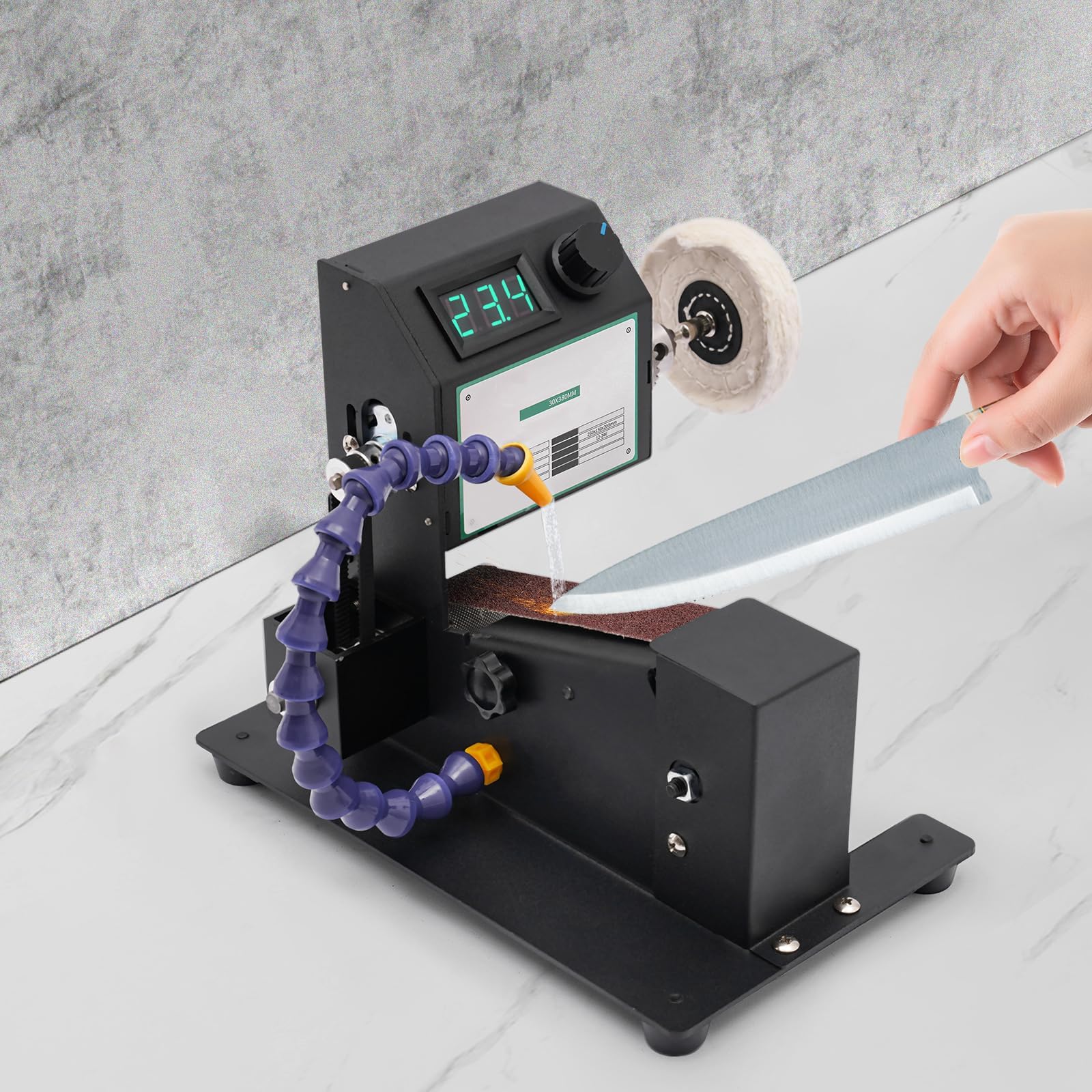 YXFAZPP Mini Belt Sander, Electric Polishing and Sanding Machinefor Metalworking, DIY Bench Grinder for Sharpening and Grinding