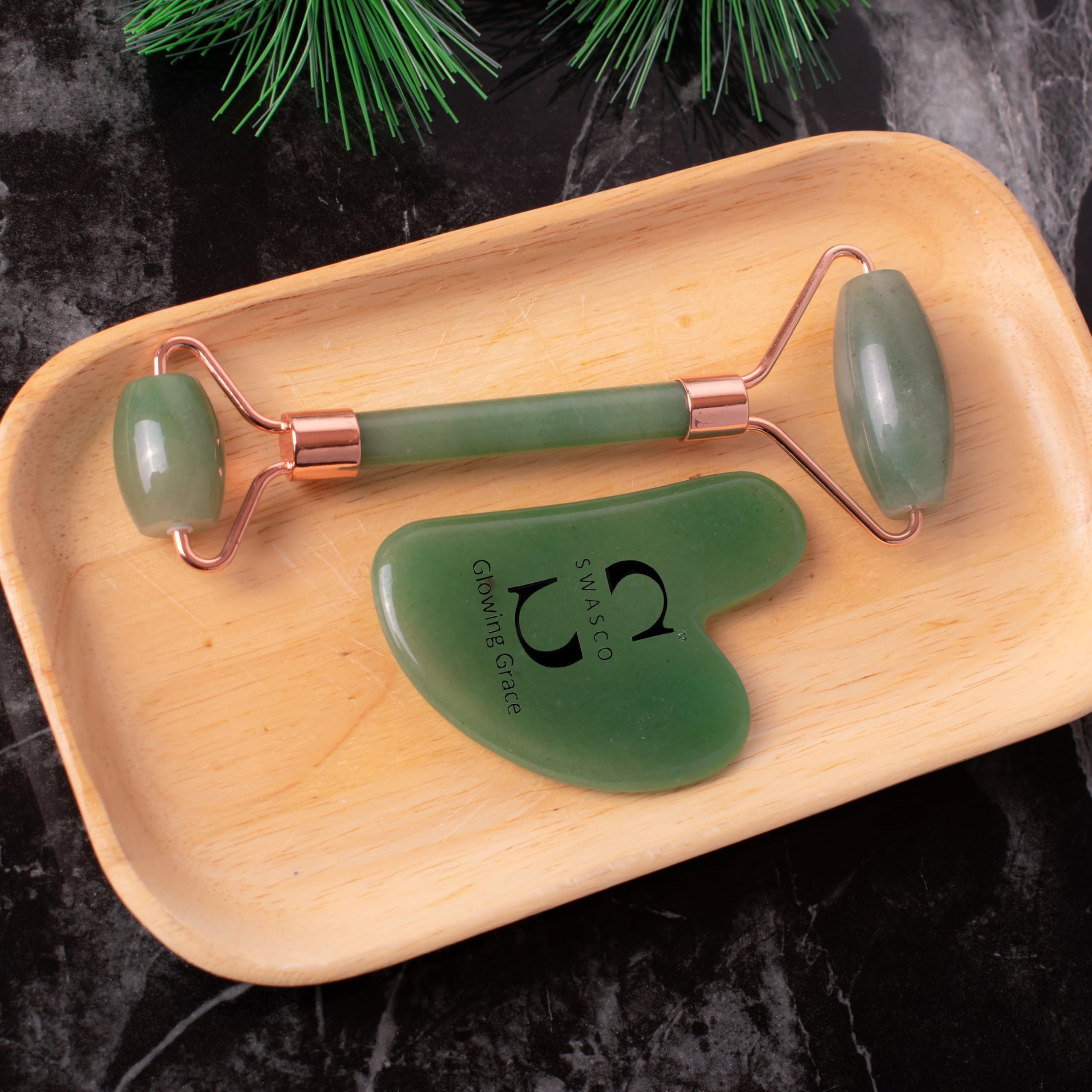 SWASCOSWASCO Face Stone Jade Roller Massager Set | Gua Sha, Ice Roller & 3D Massager | Reusable Silicone Facial Combo for Skin, Eye, Neck & Body Care | Beauty Tools for Women & Men Skincare - Image 8 thumbnail