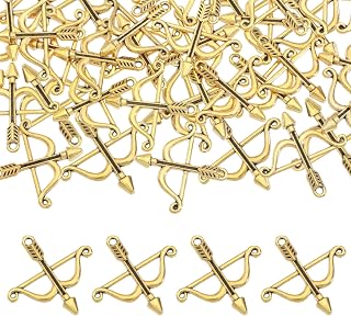 CHGCRAFT Bow and Arrow Charms Pendants Archery Charms Tibetan Loop Vintage Charm Collection for Jewelry Making Charms Earring Necklace Bracelet Keychain DIY Crafting