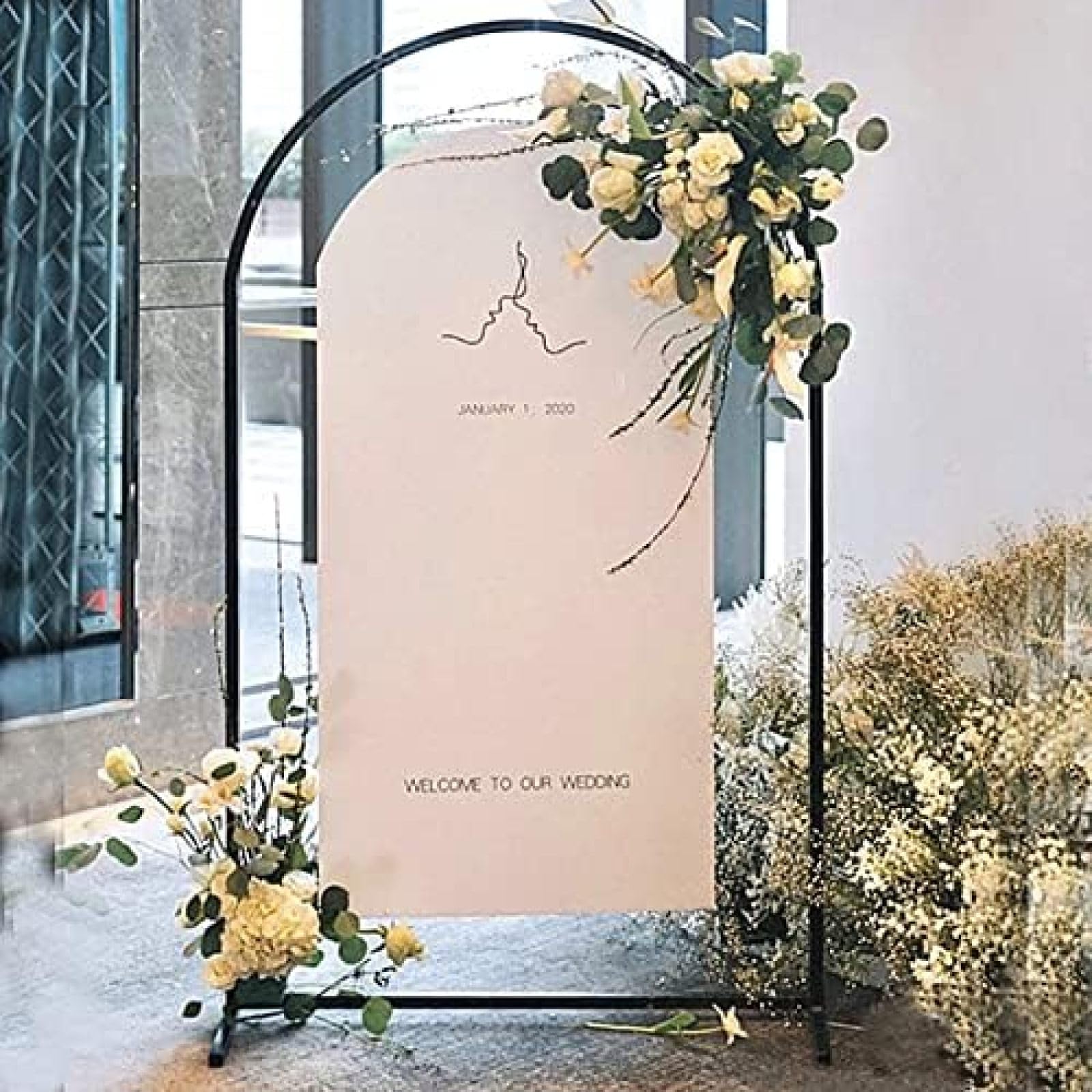 Metalowy łuk ślubny, na zewnątrz, altanka, stojak ślubny, tło, 60 x 150 cm, 80 x 180 cm, 100 x 200 cm, łuk balonowy, dekoracyjna brama na wesela i imprezy