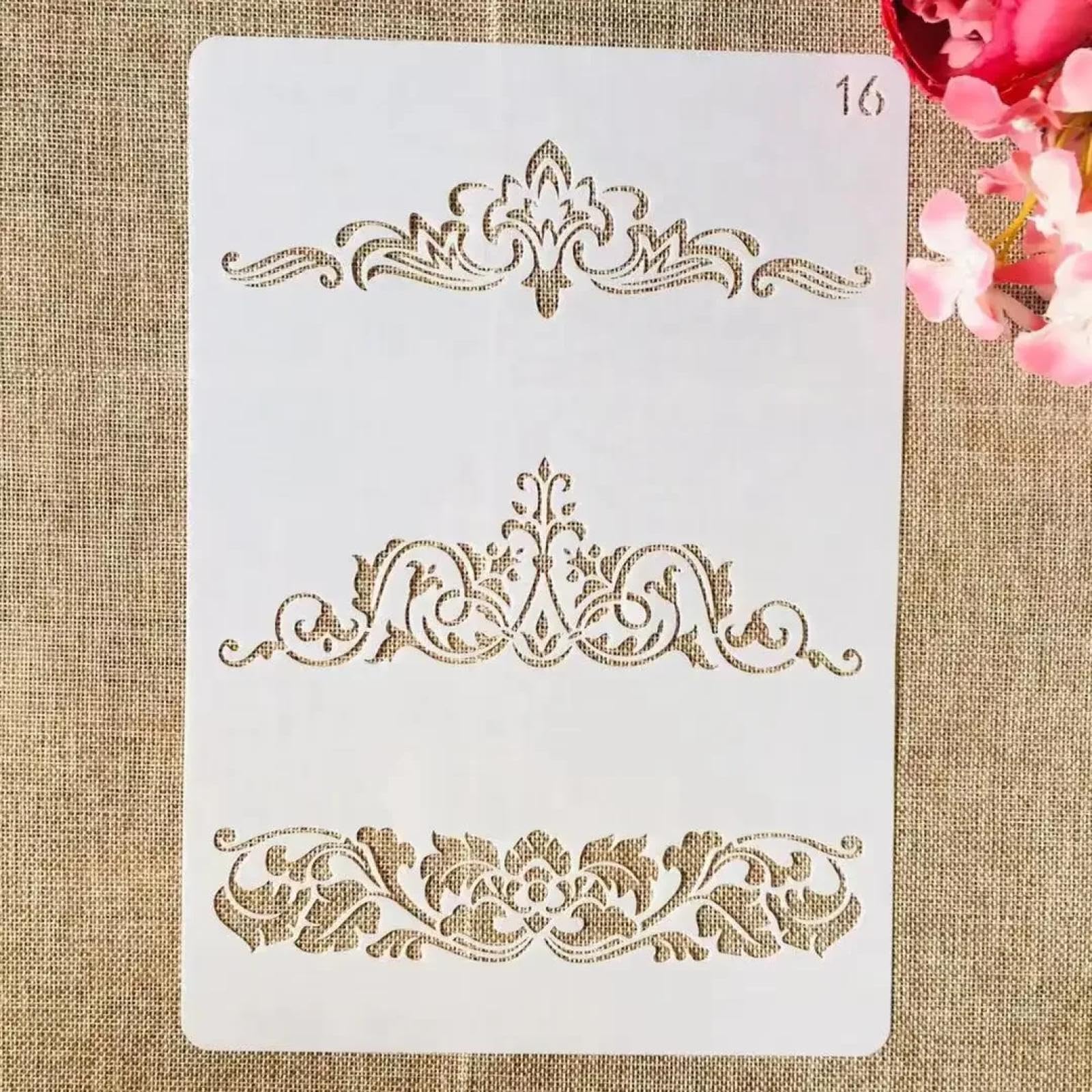 9 stencil A4, 29 x 21 cm, con simboli di fiori e foglie, per progetti artigianali, stencil per pittura su legno, parete, tessuto, roccia, lavagna