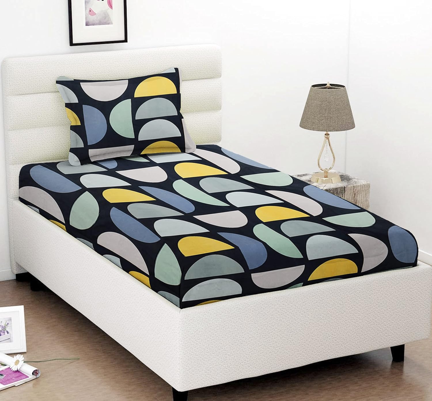 VAS COLLECTIONS 160TC Single Bedsheet with 1 Pillow Cover 200 GSM