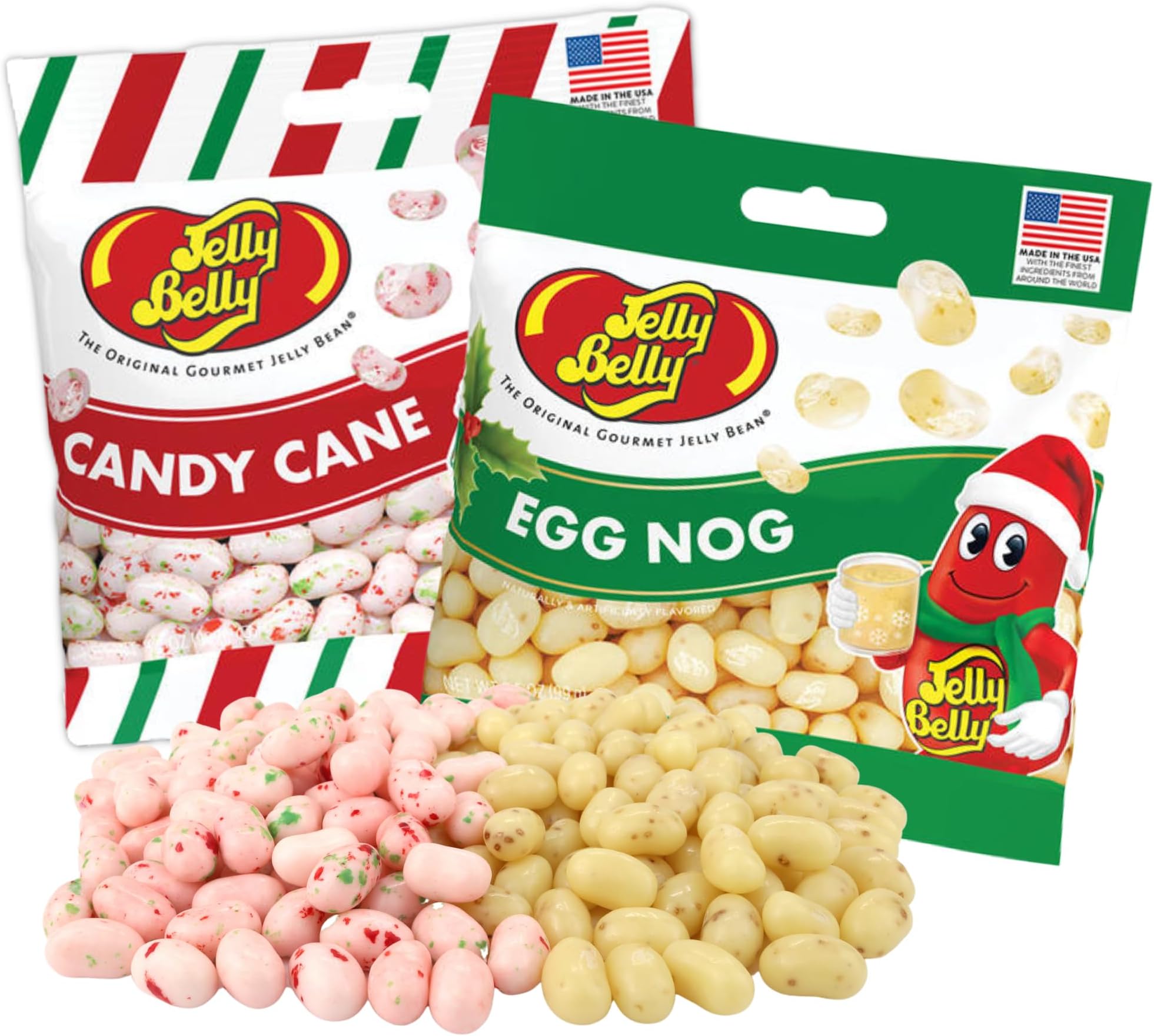 Needzo Limited Edition Christmas Jelly Beans, Flavored Candies, Stocking Stuffer Treats, 3.5 Ounces (Egg Nog, Candy Cane)